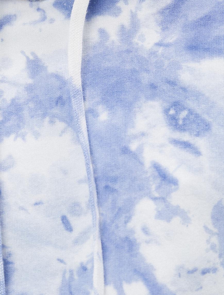   Kapüşonlu Sweatshirt Batik Desenli Pamuklu