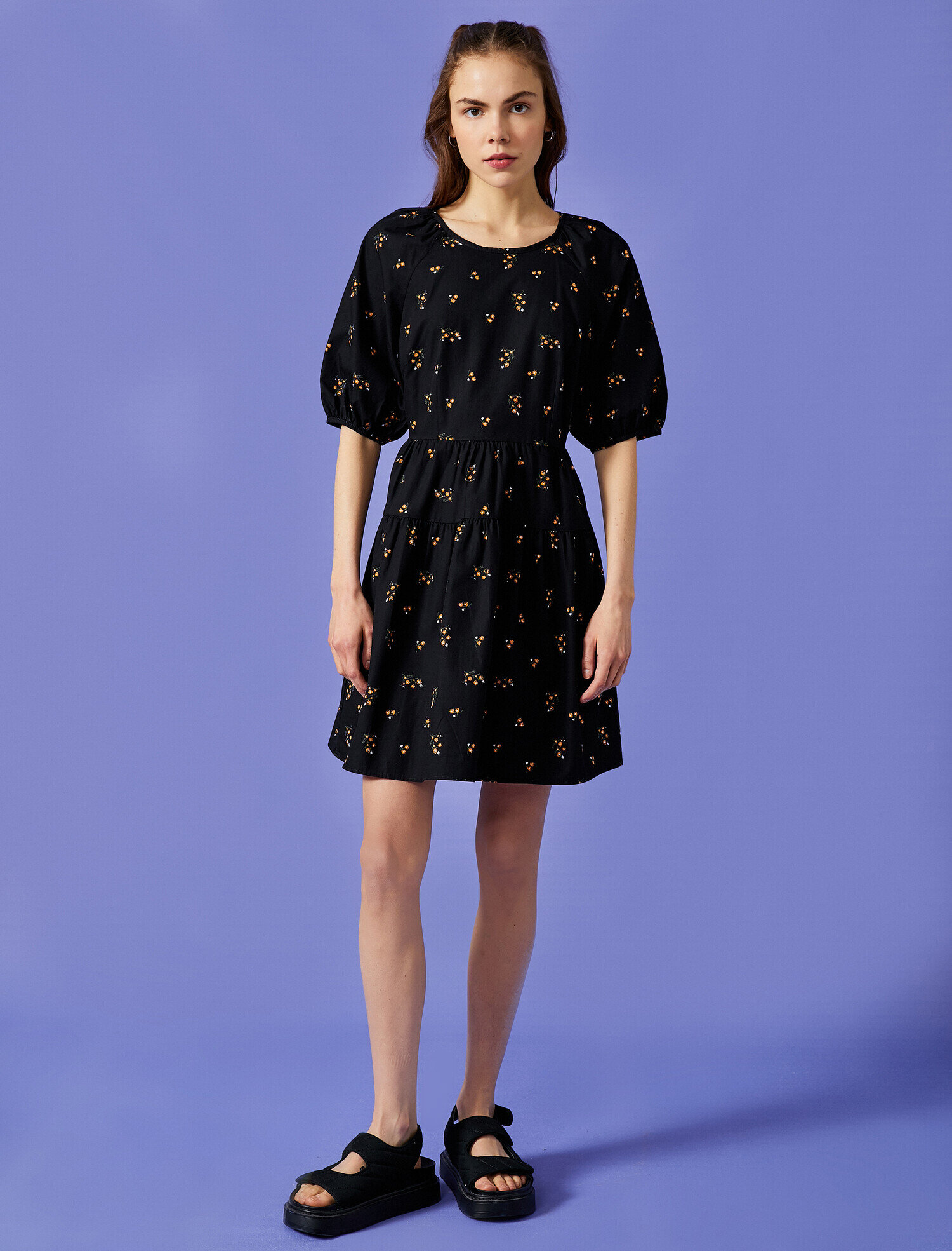   Poplin Elbise Çiçekli