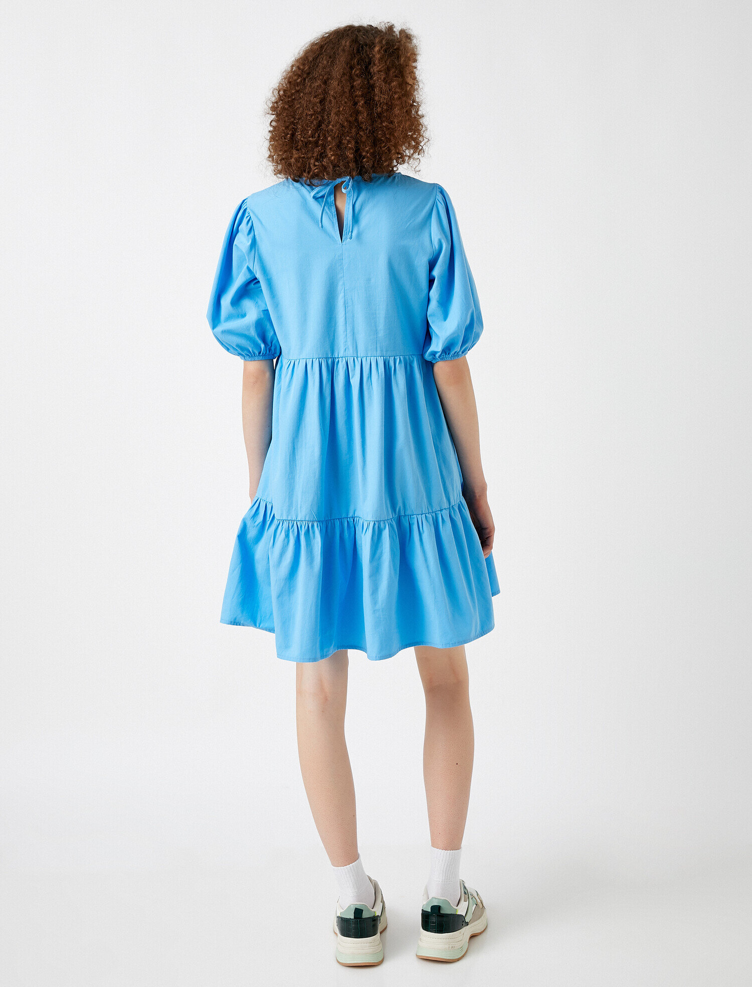   Kısa Kollu Elbise Pamuklu Poplin