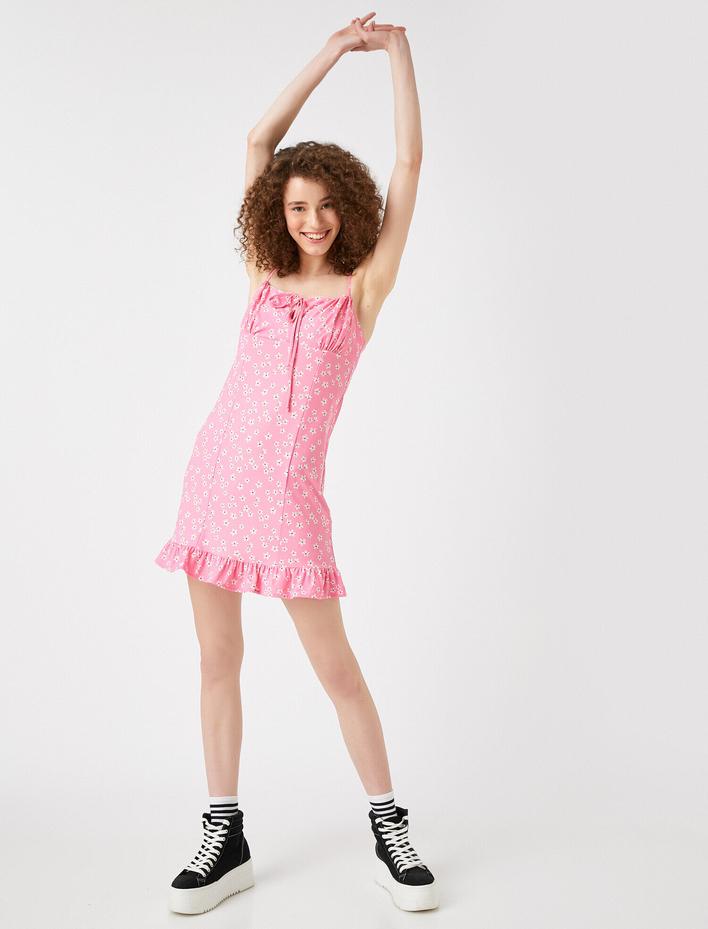  Çiçekli Yazlık Elbise Ince Askili