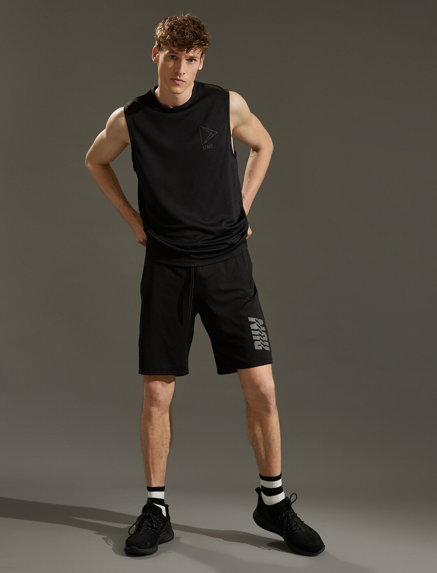   Sloganlı Şort Relaxed Fit Çift Cepli