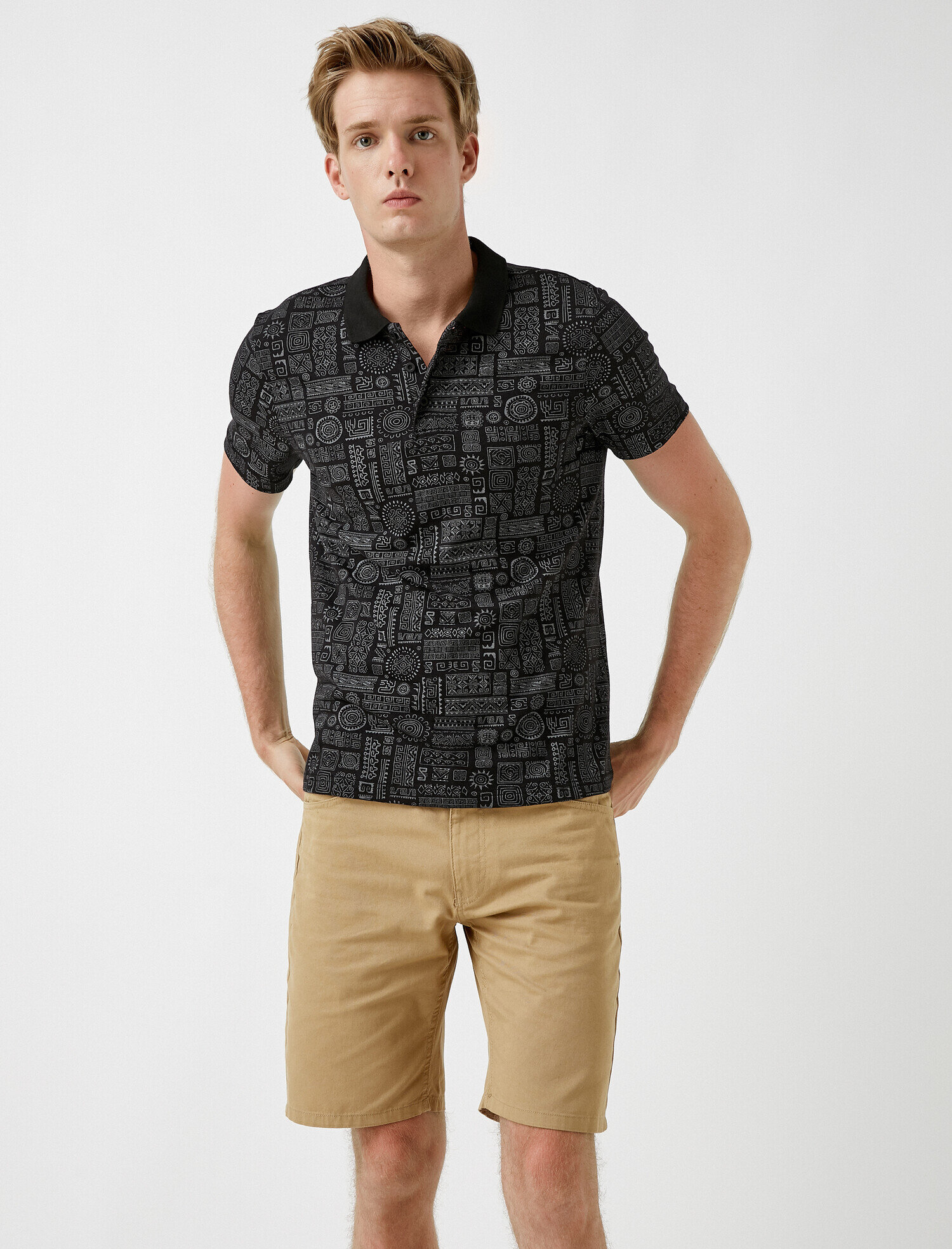   Desenli Polo Tişört Pamuklu