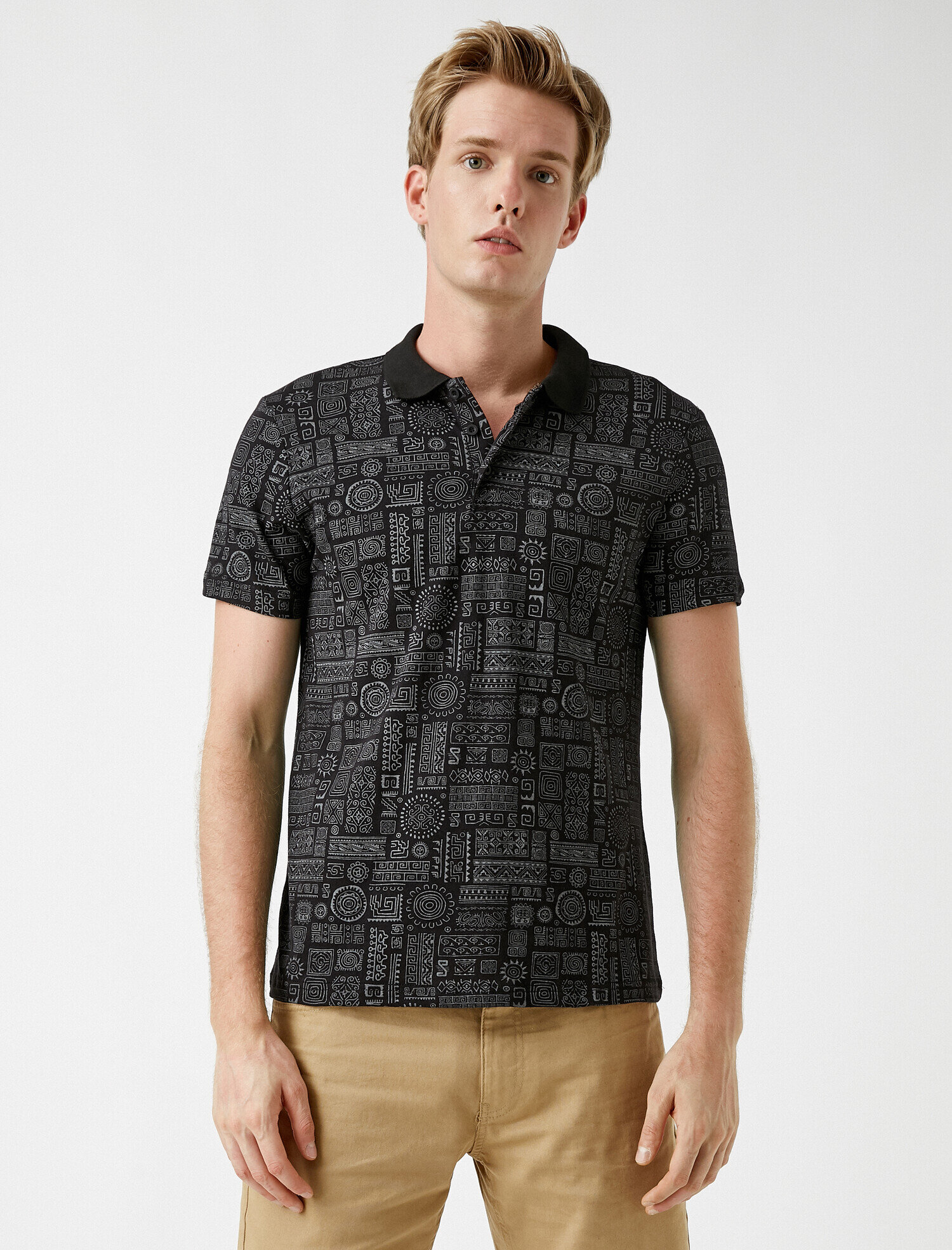   Desenli Polo Tişört Pamuklu