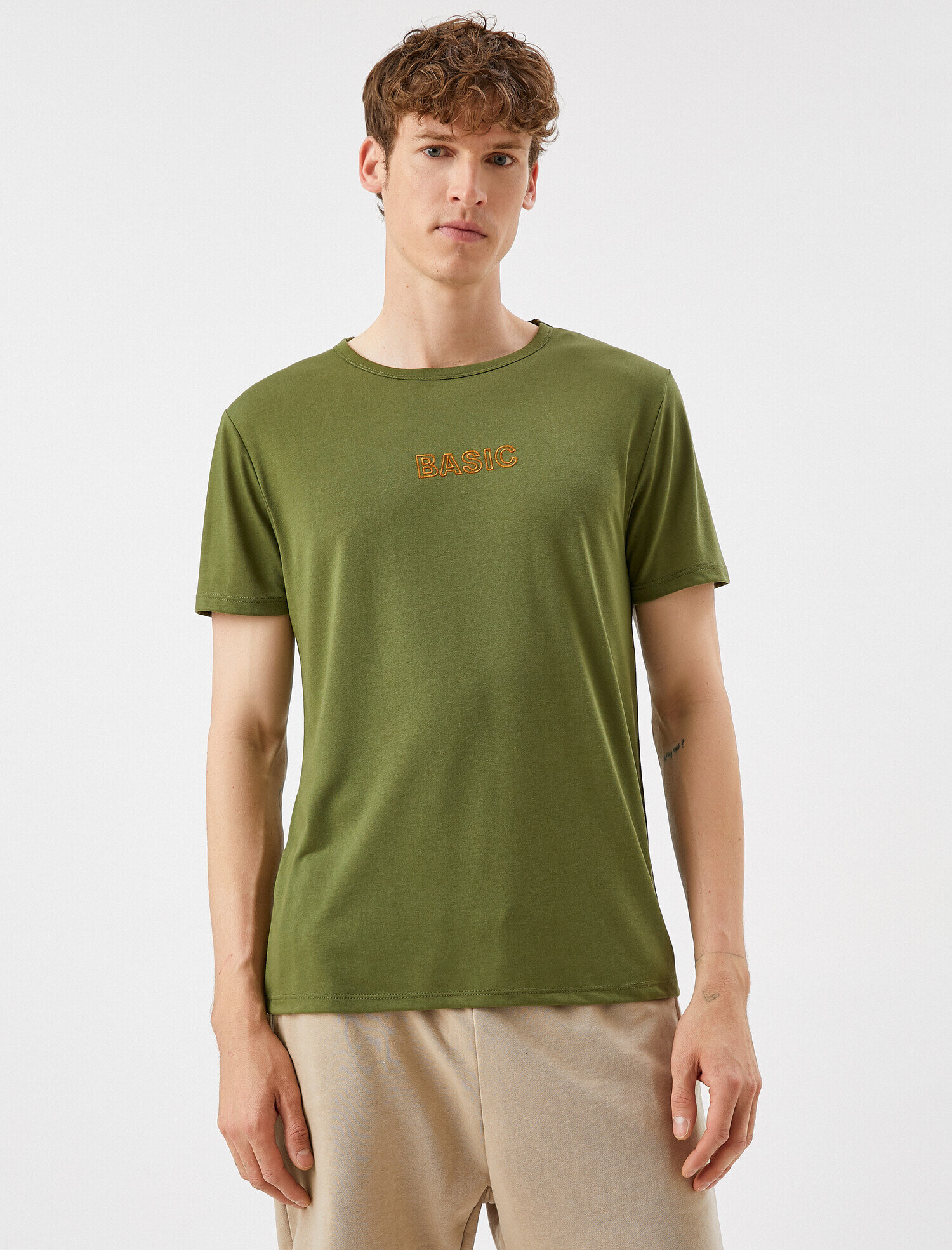   Sloganlı Tişört Bisiklet Yaka