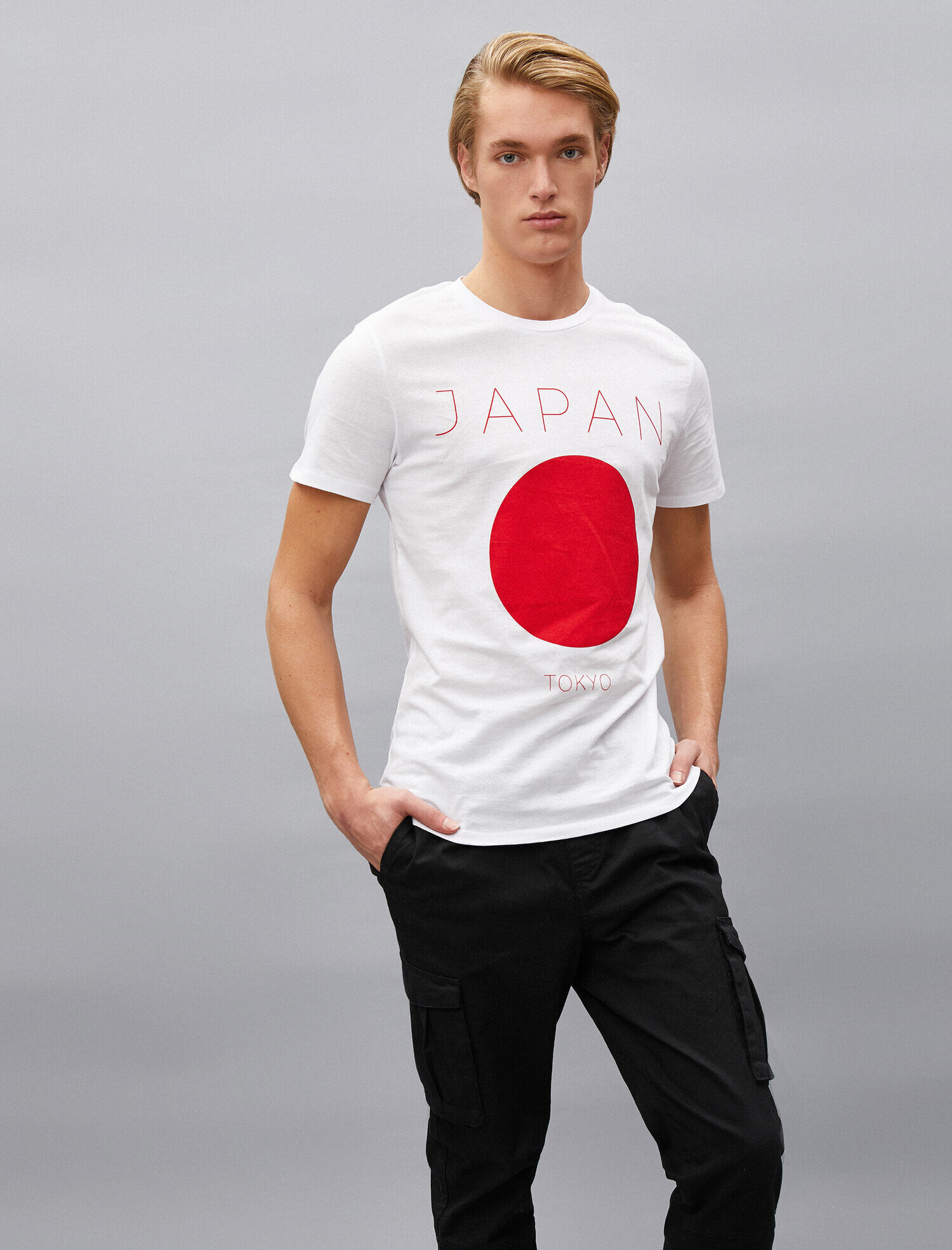 Pamuklu Baskılı Bisiklet Yaka Kısa Kollu Tişört