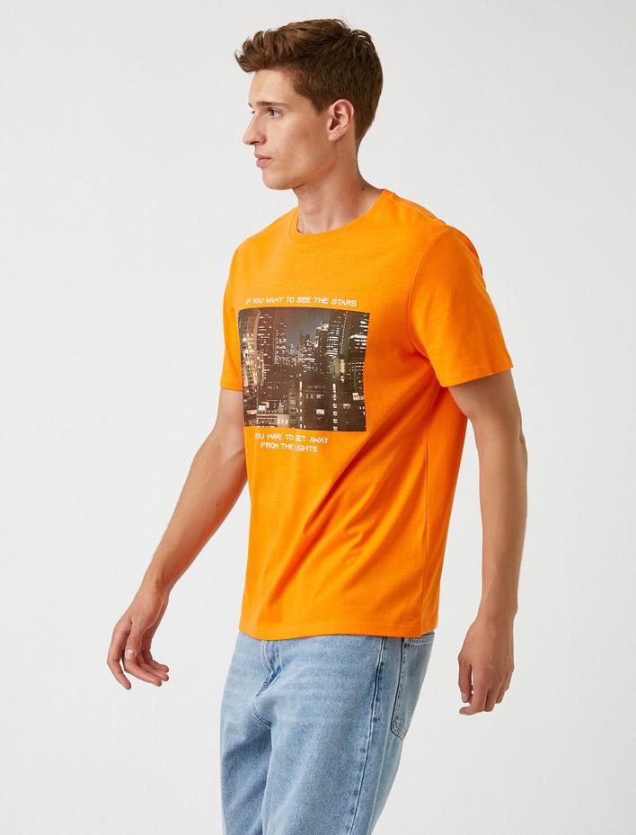  Baskılı Tişört Bisiklet Yaka