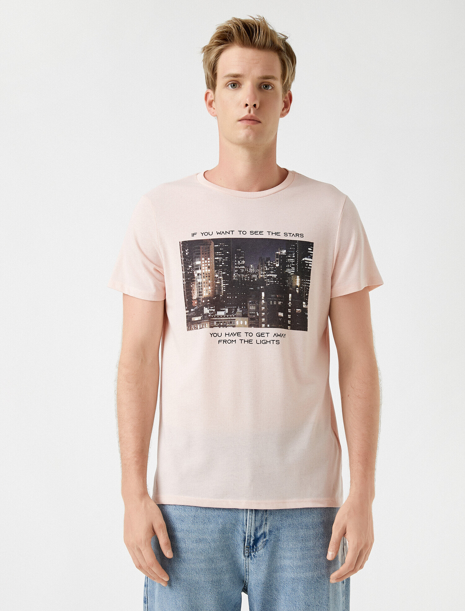   Baskılı Tişört Bisiklet Yaka