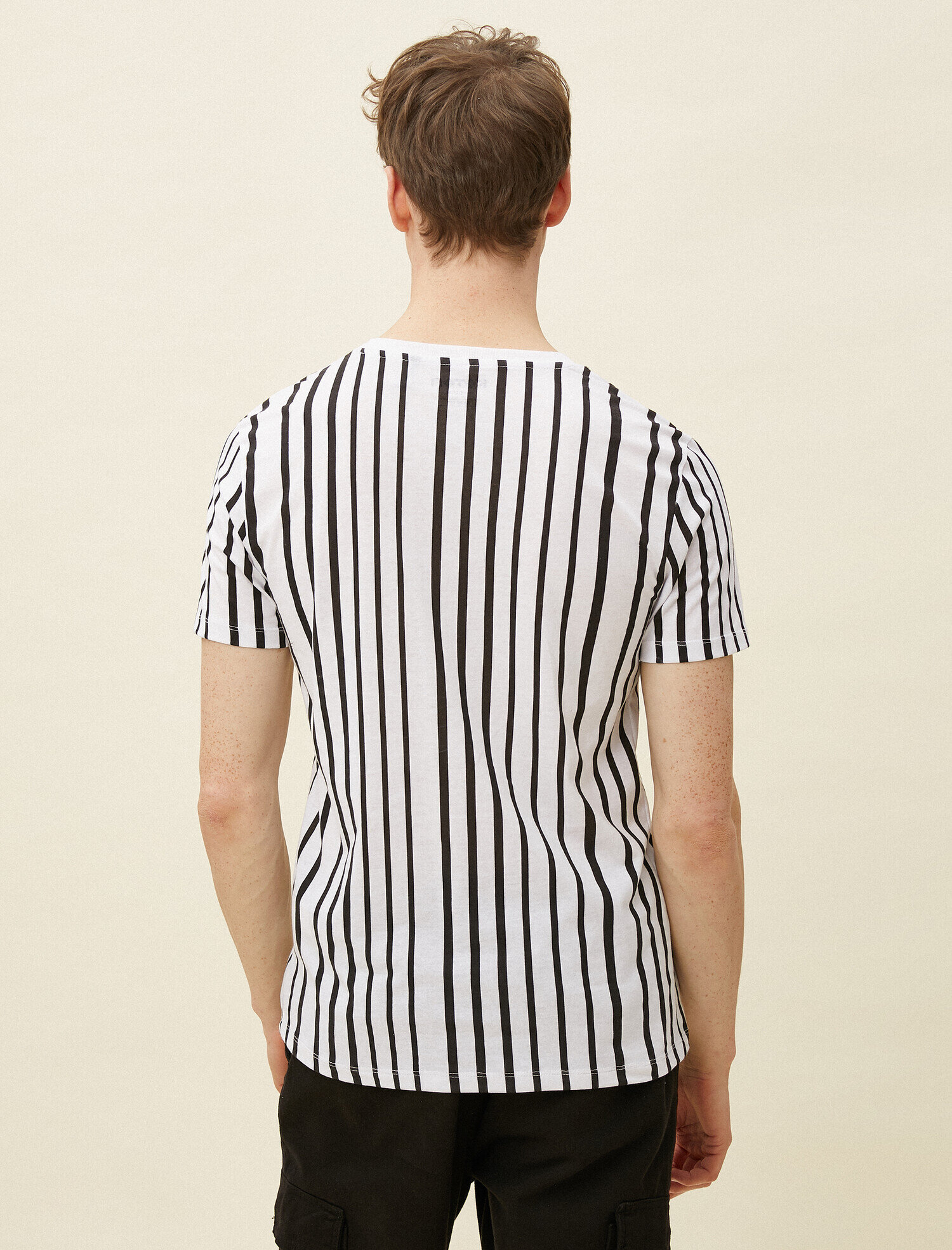   Çizgili Tişört Pamuklu Kısa Kollu