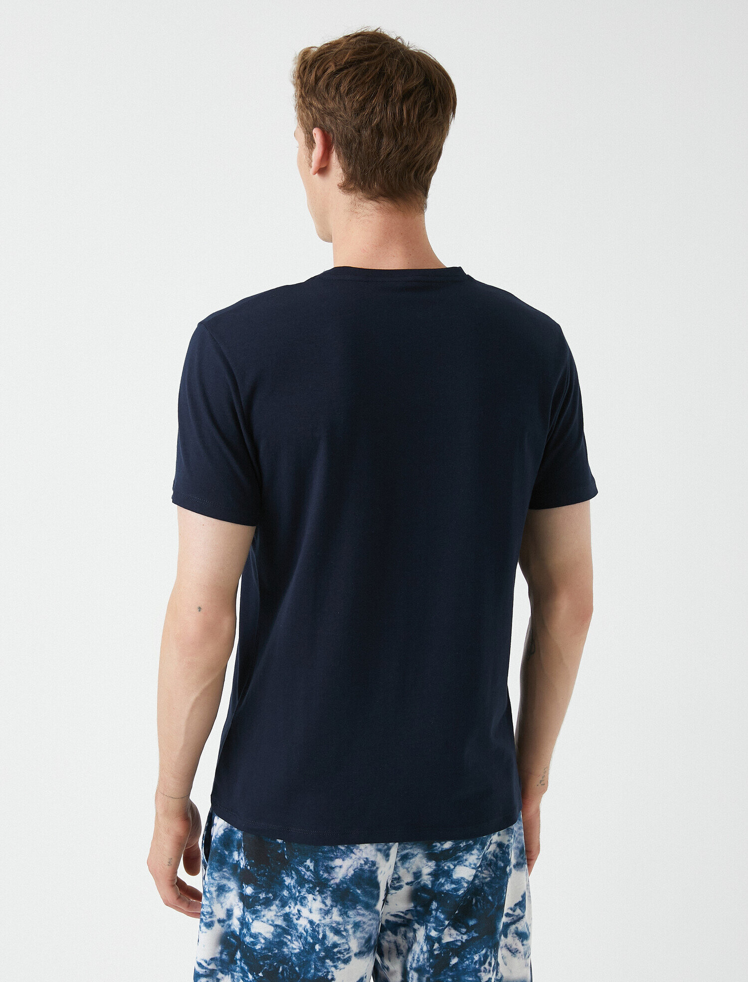   Bisiklet Yaka Tişört Kısa Kollu Basic Pamuklu