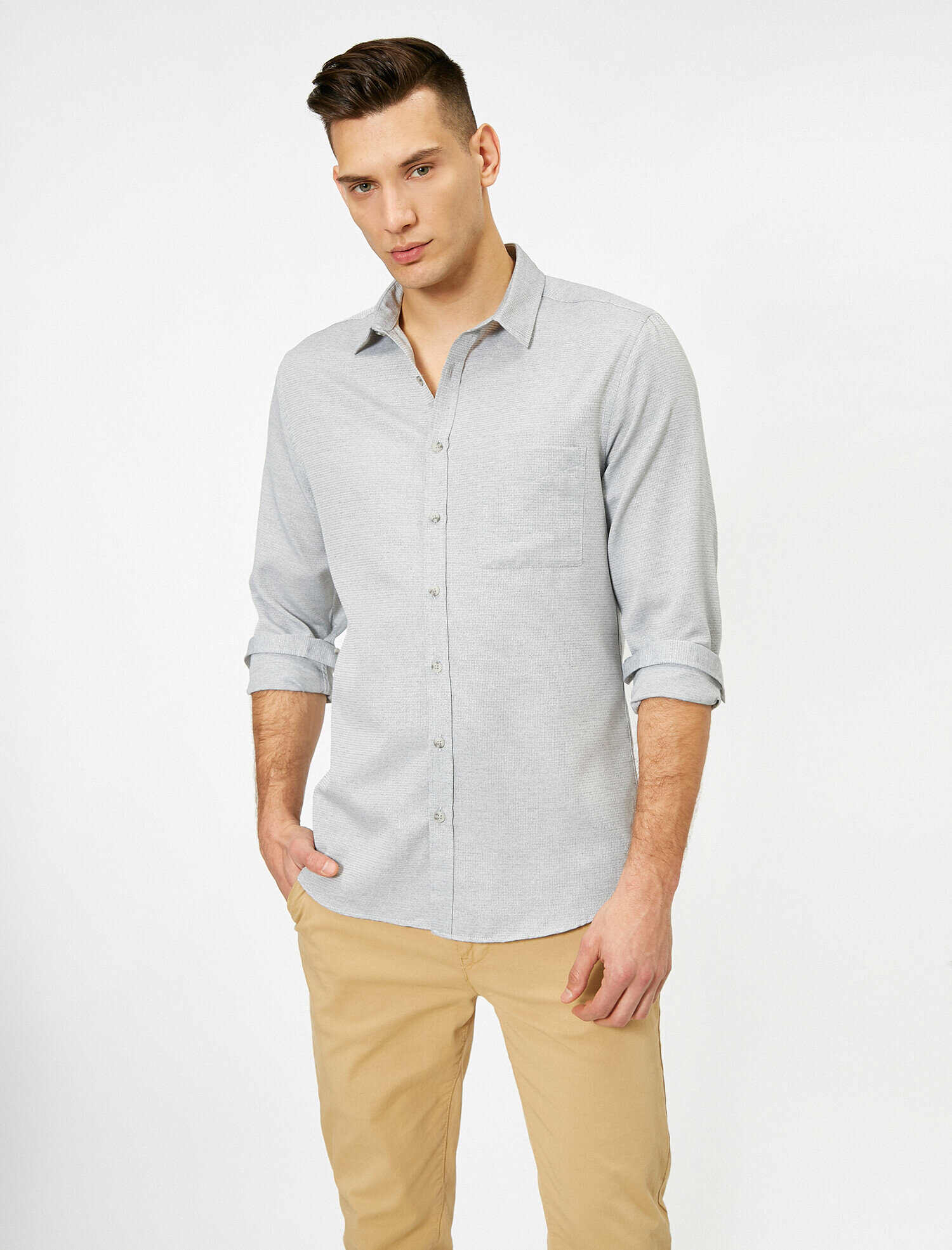 Tek Cepli Uzun Kollu Slim Fit Casual Gömlek