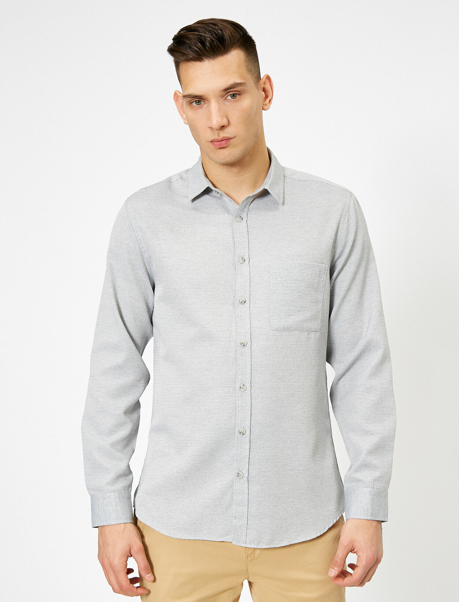Tek Cepli Uzun Kollu Slim Fit Casual Gömlek