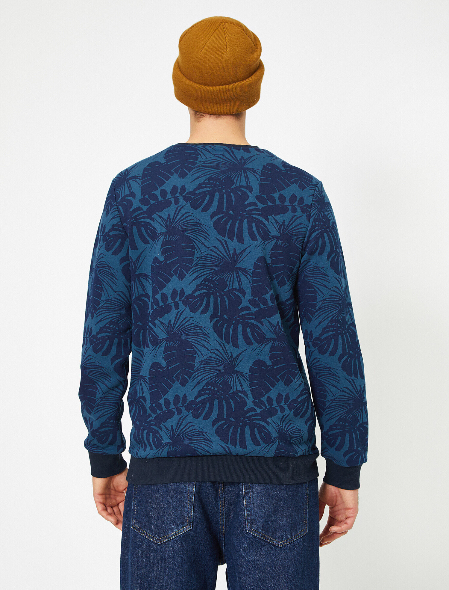   Metraj Desenli Slogan Baskılı Bisiklet Yaka Sweatshirt