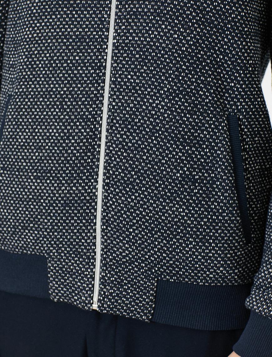   Bomber Yaka Fermuarlı Cep Detaylı Slim Fit Hırka
