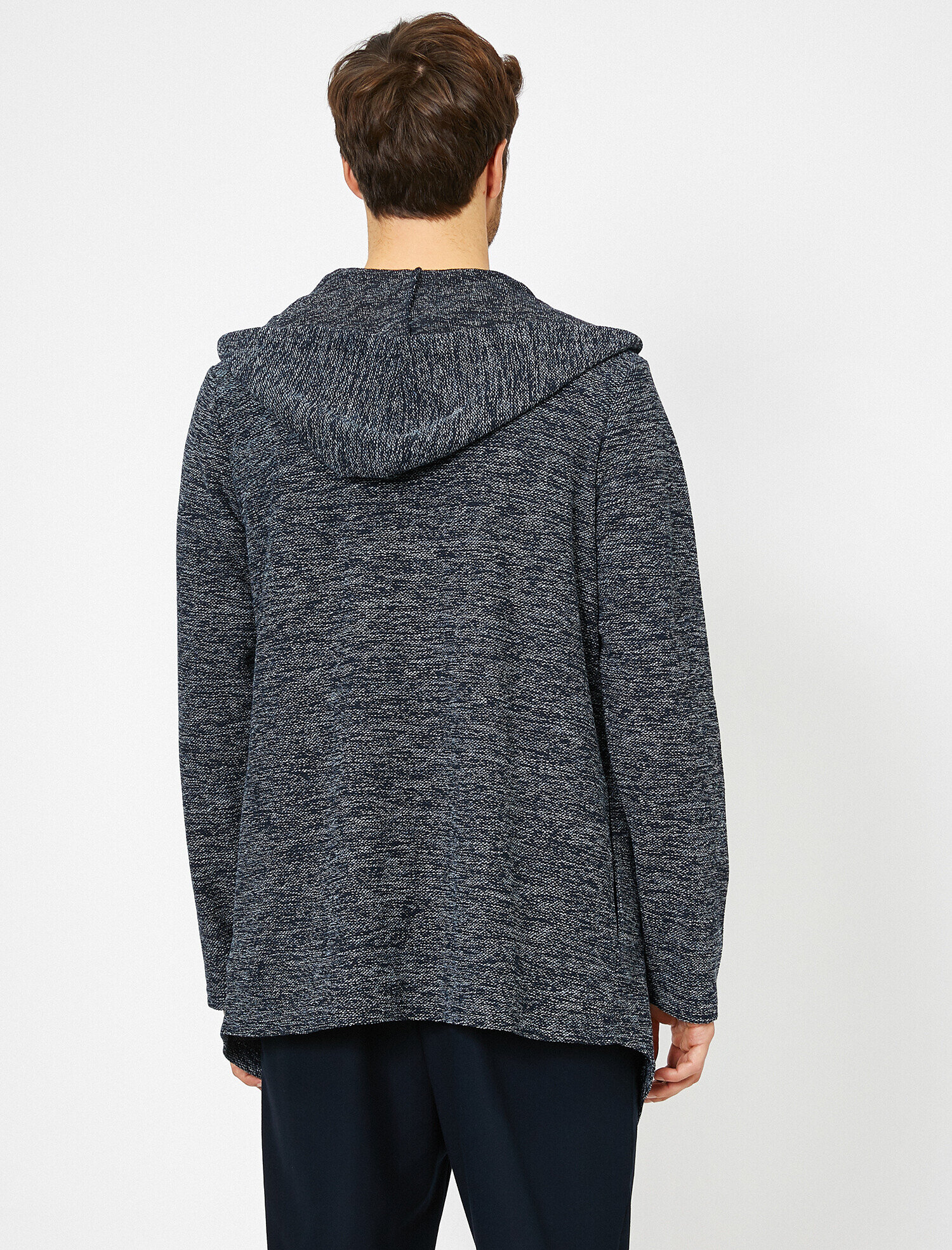   Kapüşonlu Muline Kumaş Uzun Fit Hırka