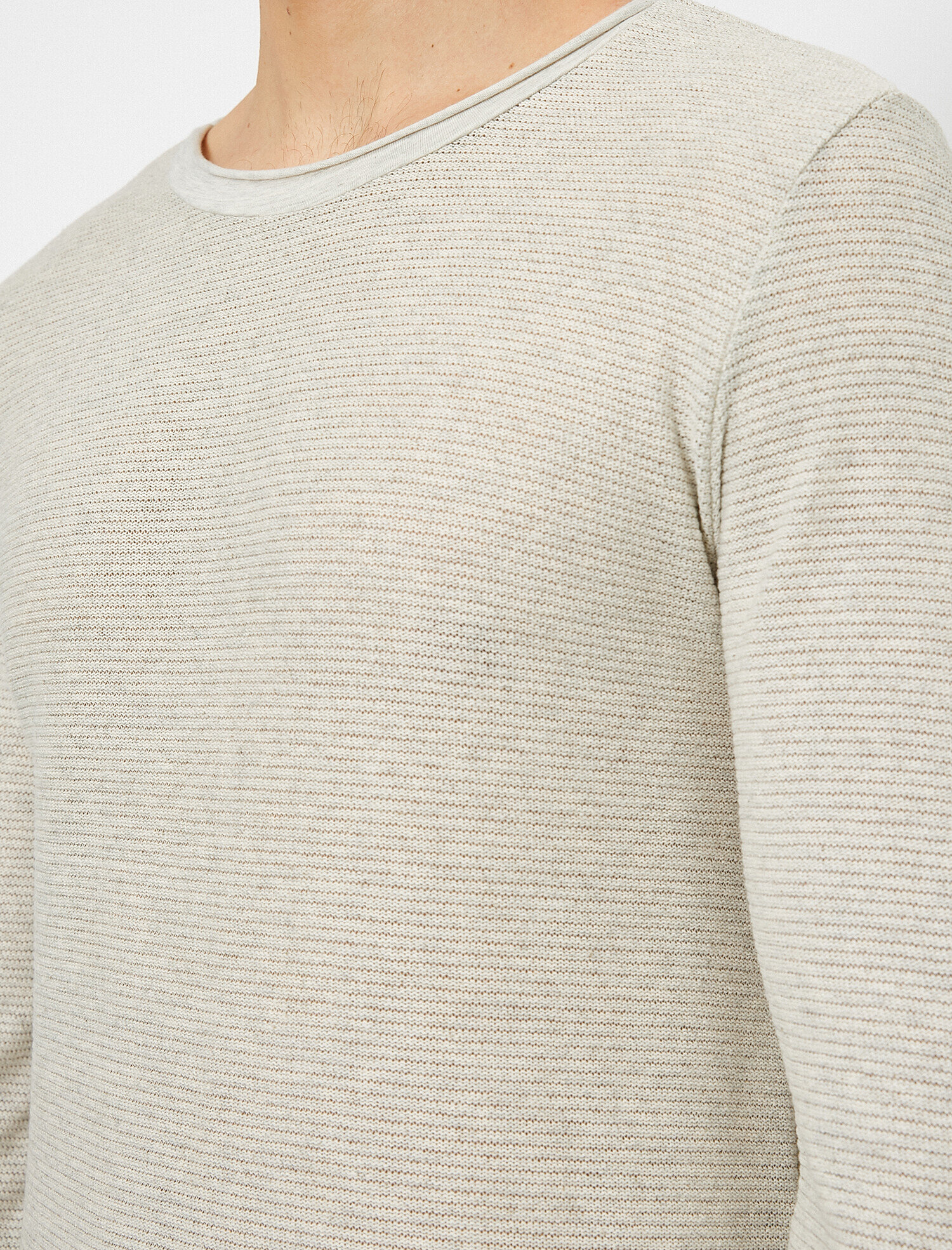   Bisiklet Yaka Dokulu Kumaş Mevsimlik Slim Fit Kazak