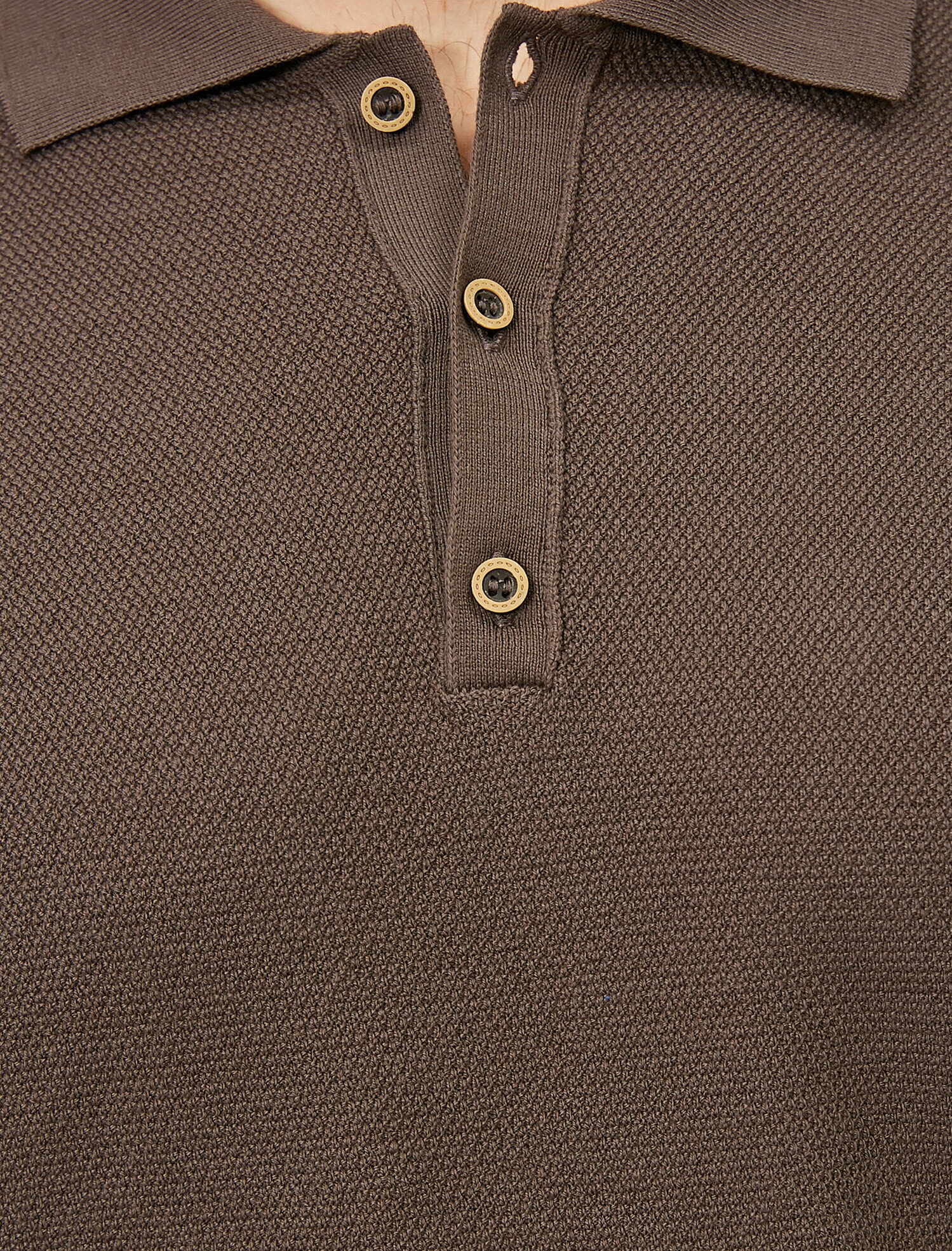 Polo Yaka Dokulu Kumaş Slim Fit Triko Kazak