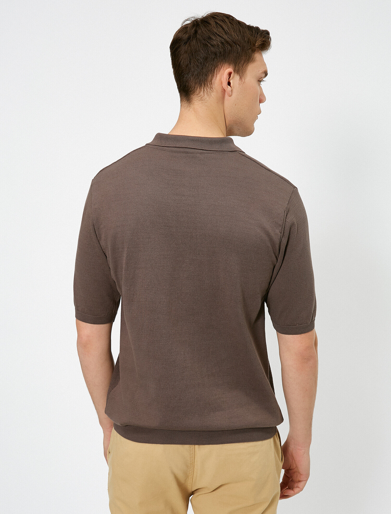 Polo Yaka Dokulu Kumaş Slim Fit Triko Kazak