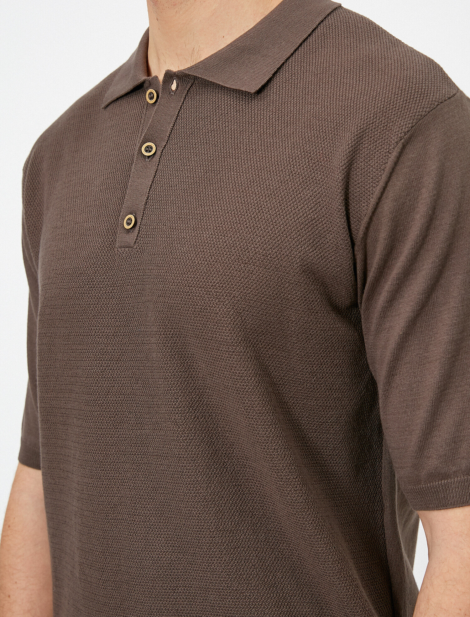 Polo Yaka Dokulu Kumaş Slim Fit Triko Kazak