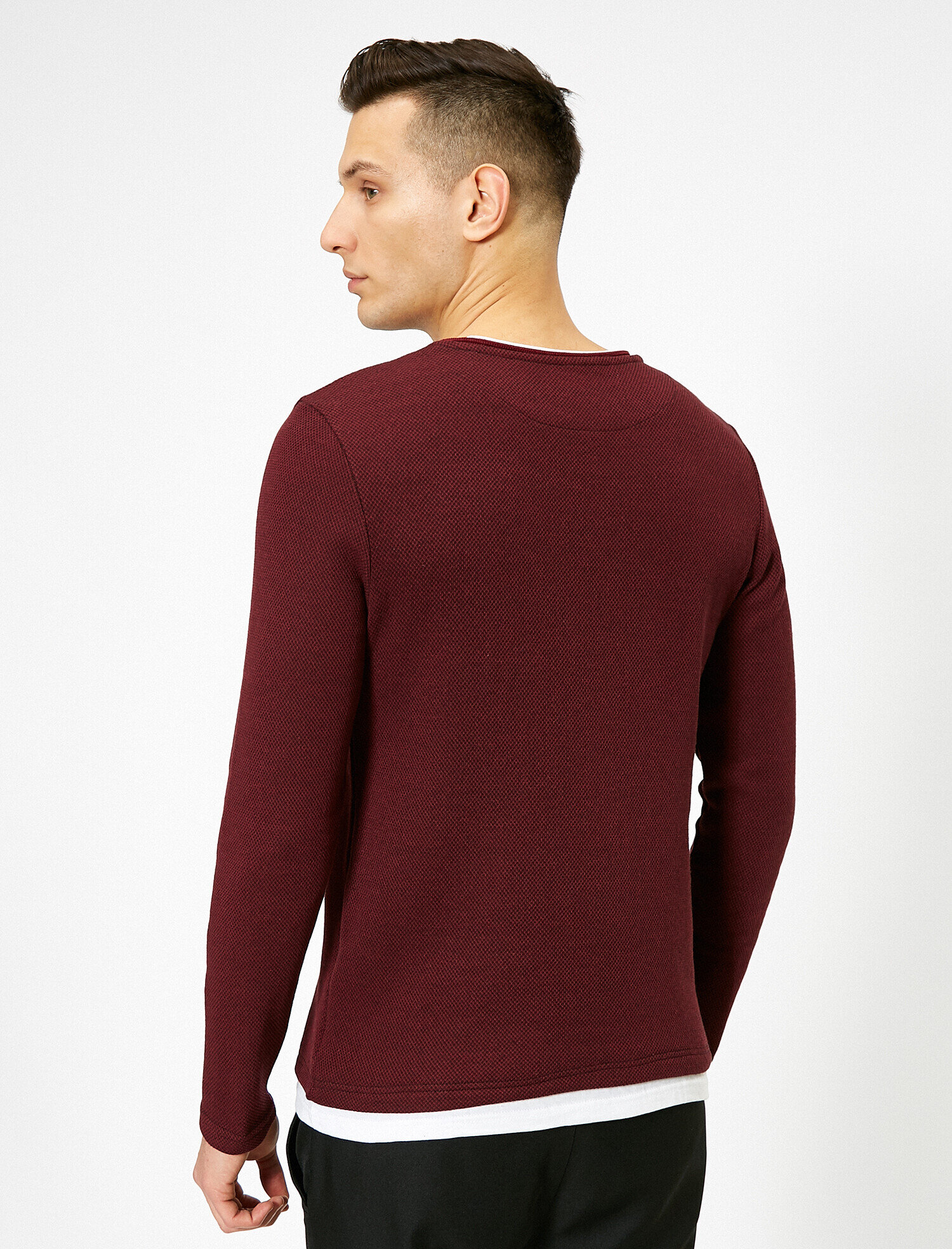   Bisiklet Yaka Slim Fit Basic Kazak