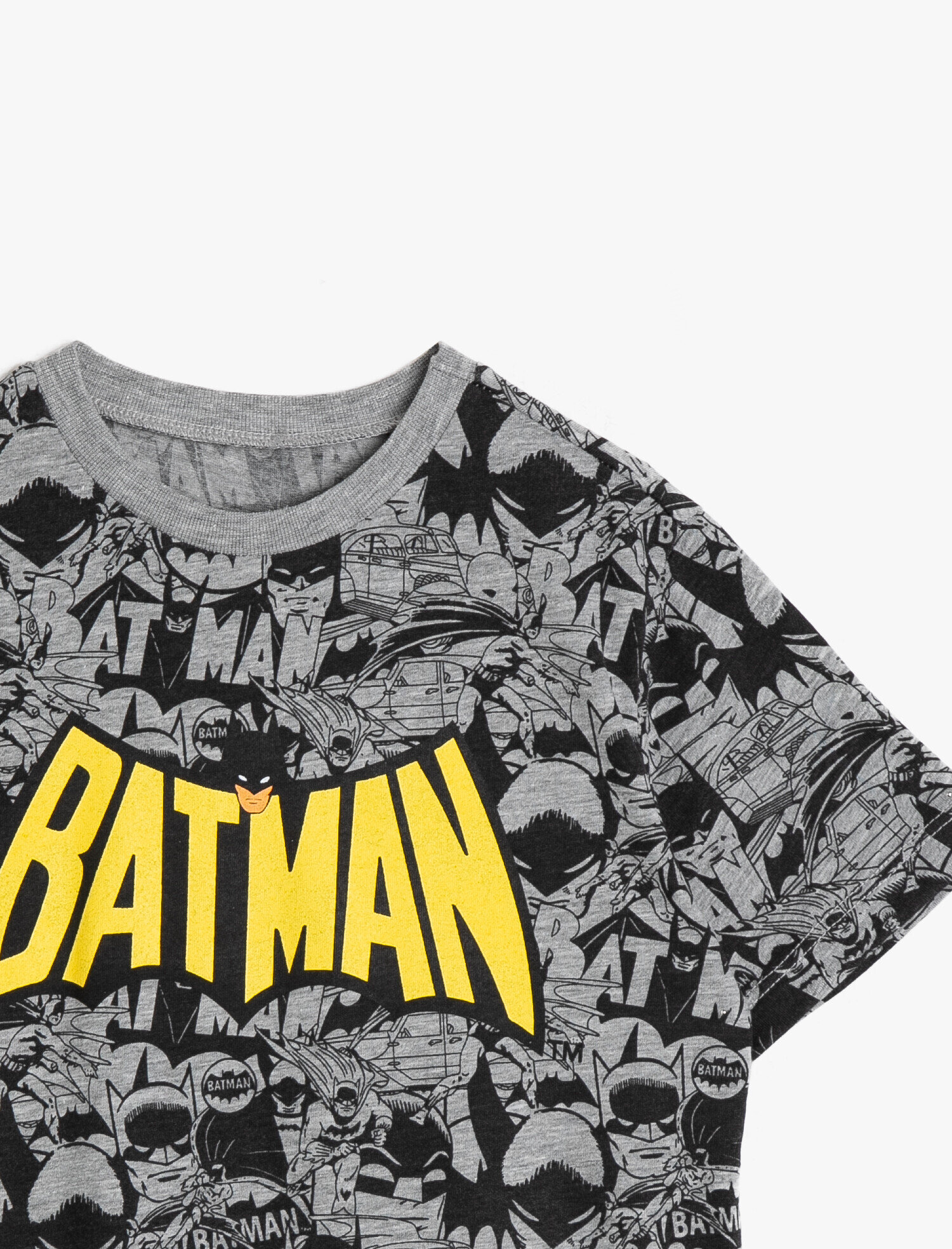  Erkek Çocuk Batman Lisanslı Baskılı Pamuklu Kısa Kollu Bisiklet Yaka Tişört