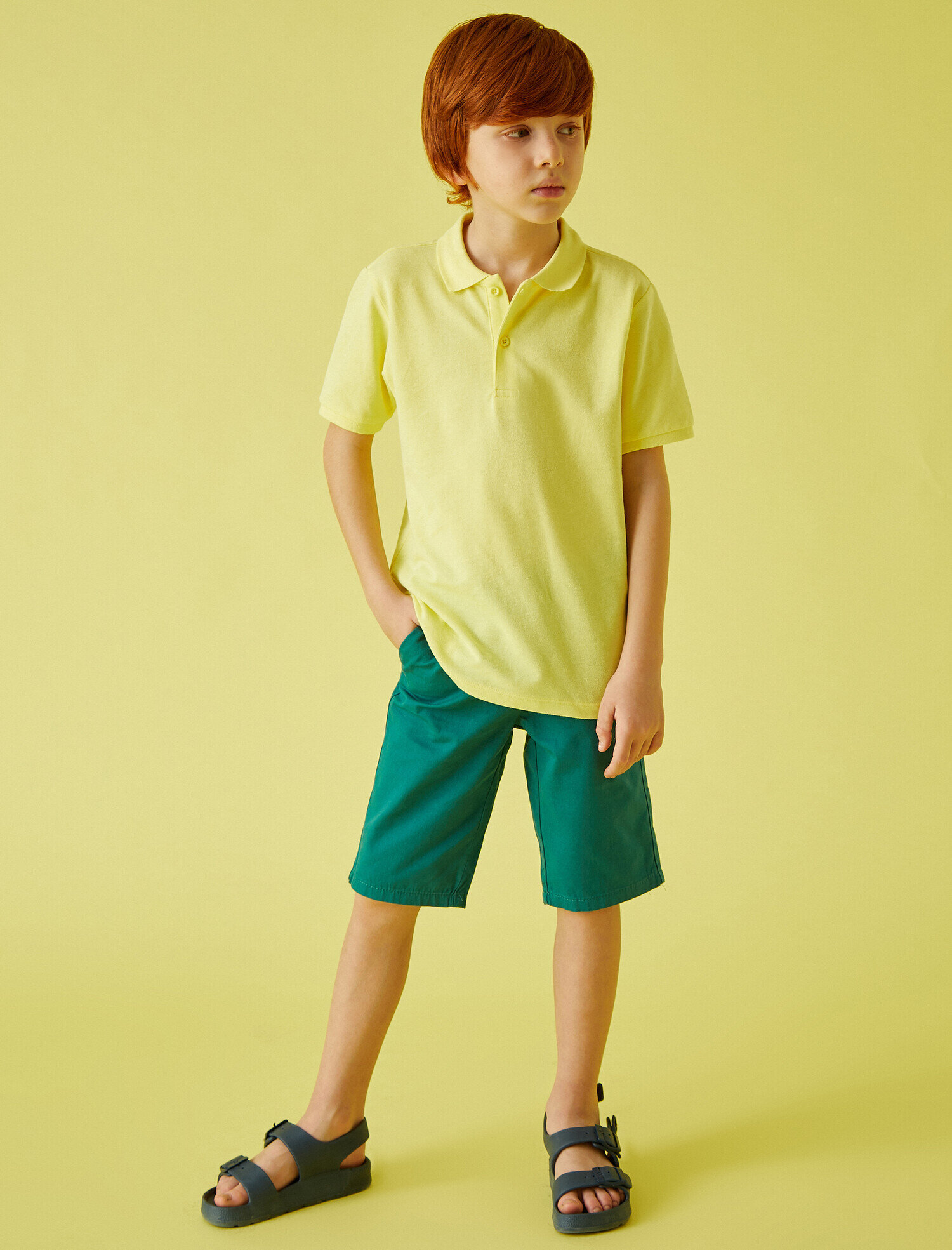 Erkek Çocuk Basic Kol Ucu Triko Detaylı Polo Pike Tişört