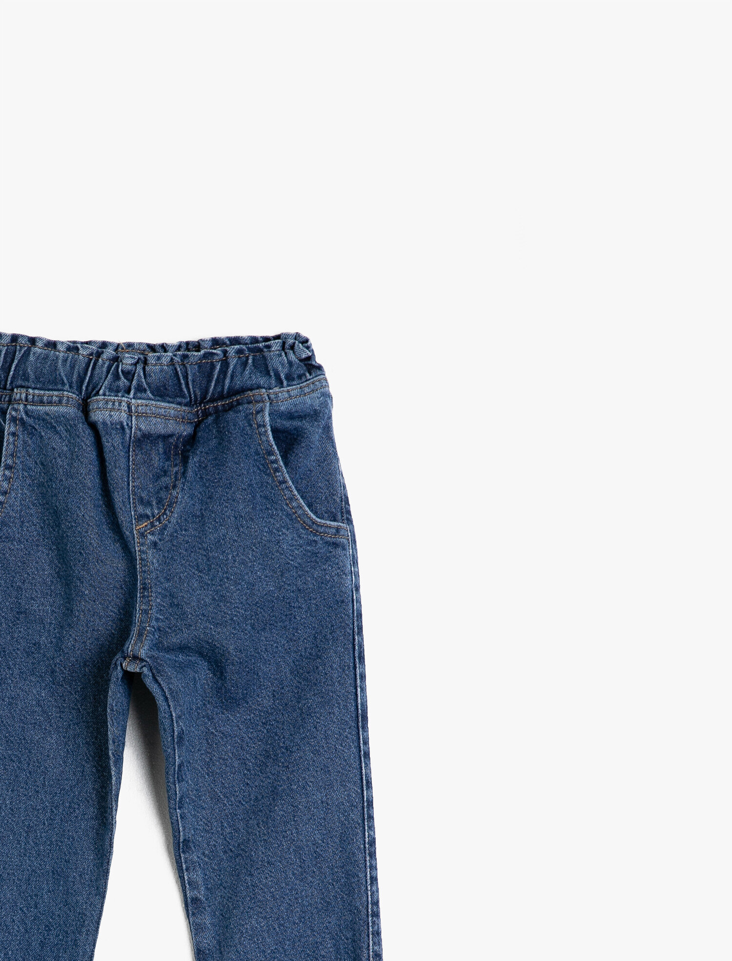  Erkek Çocuk Kot Pantolon Jogger Beli Lastikli Cepli Pamuklu - Jegging Jean