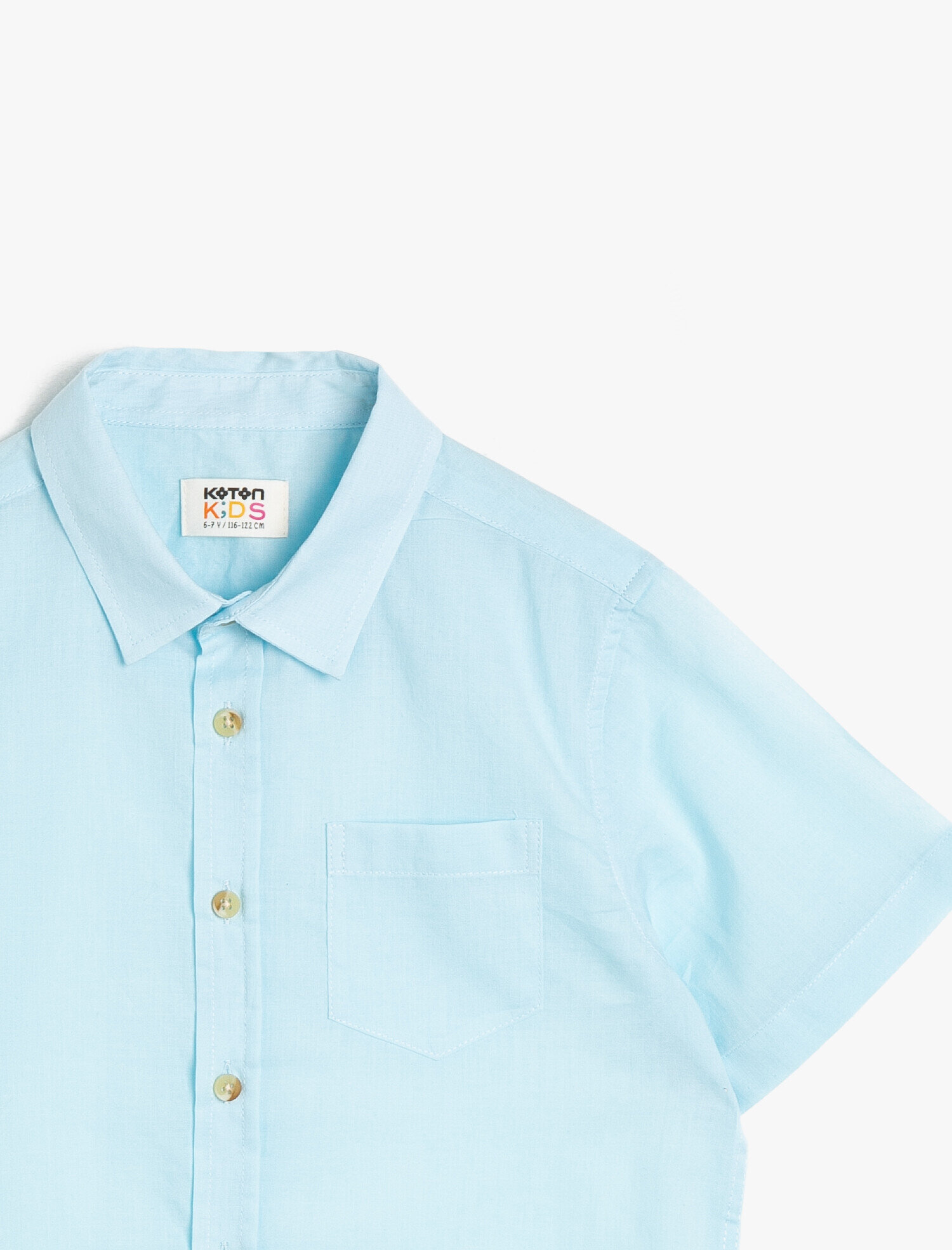  Erkek Çocuk Basic Cepli Kısa Kollu Klasik Yaka Gömlek