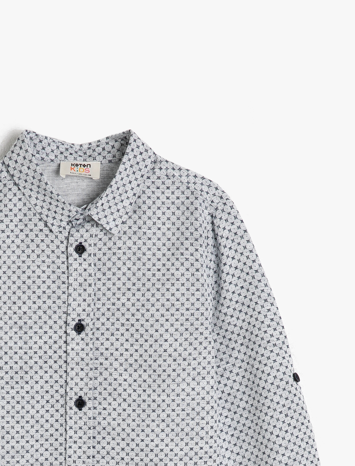  Erkek Çocuk Desenli Uzun ve Katlanabilir Kollu Klasik Yaka Gömlek