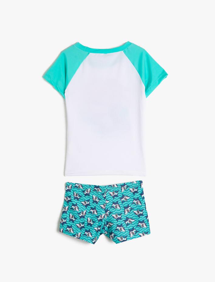 Erkek Çocuk Mayo Takım Deniz Şortu ve Tişört 2'li