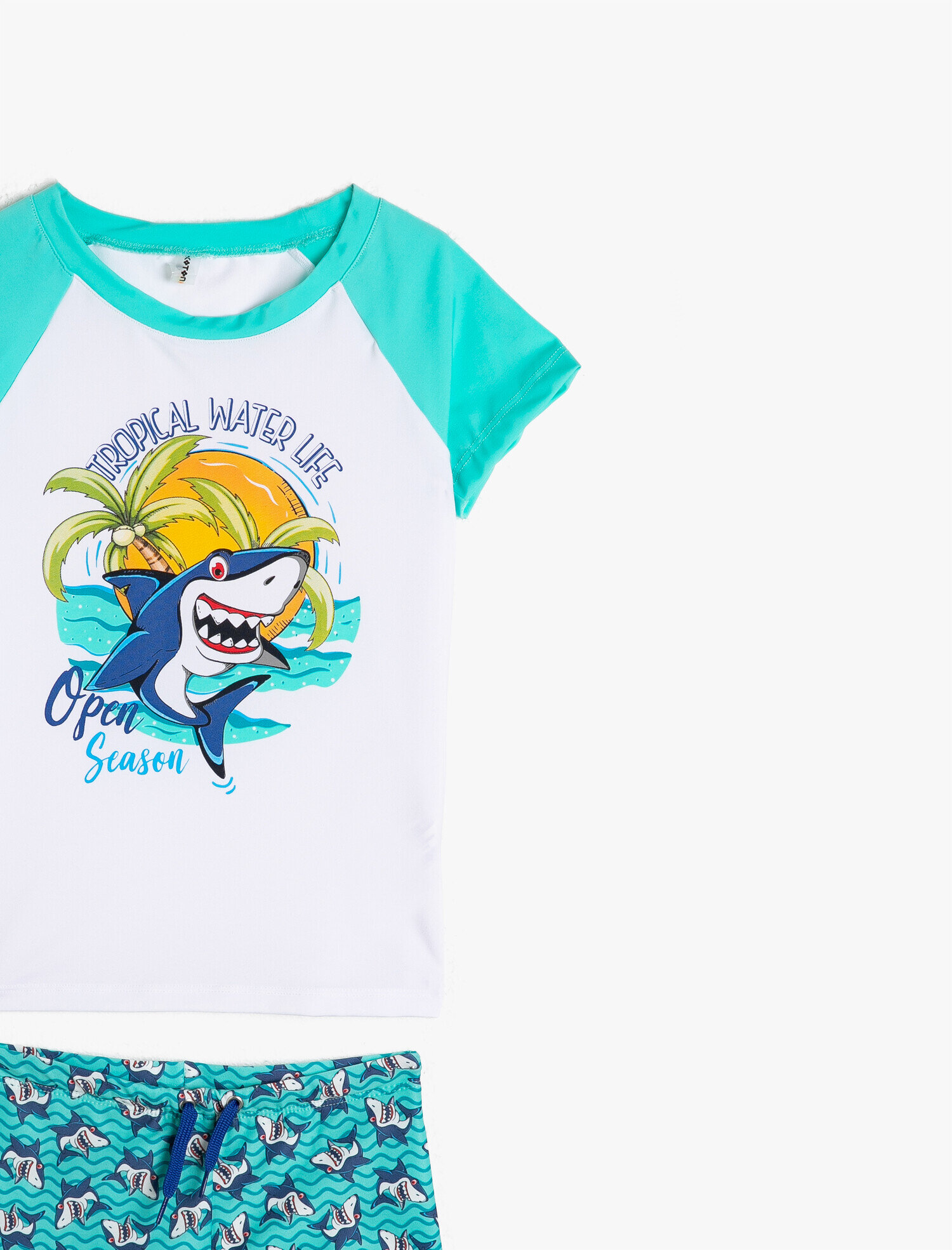  Erkek Çocuk Mayo Takım Deniz Şortu ve Tişört 2'li