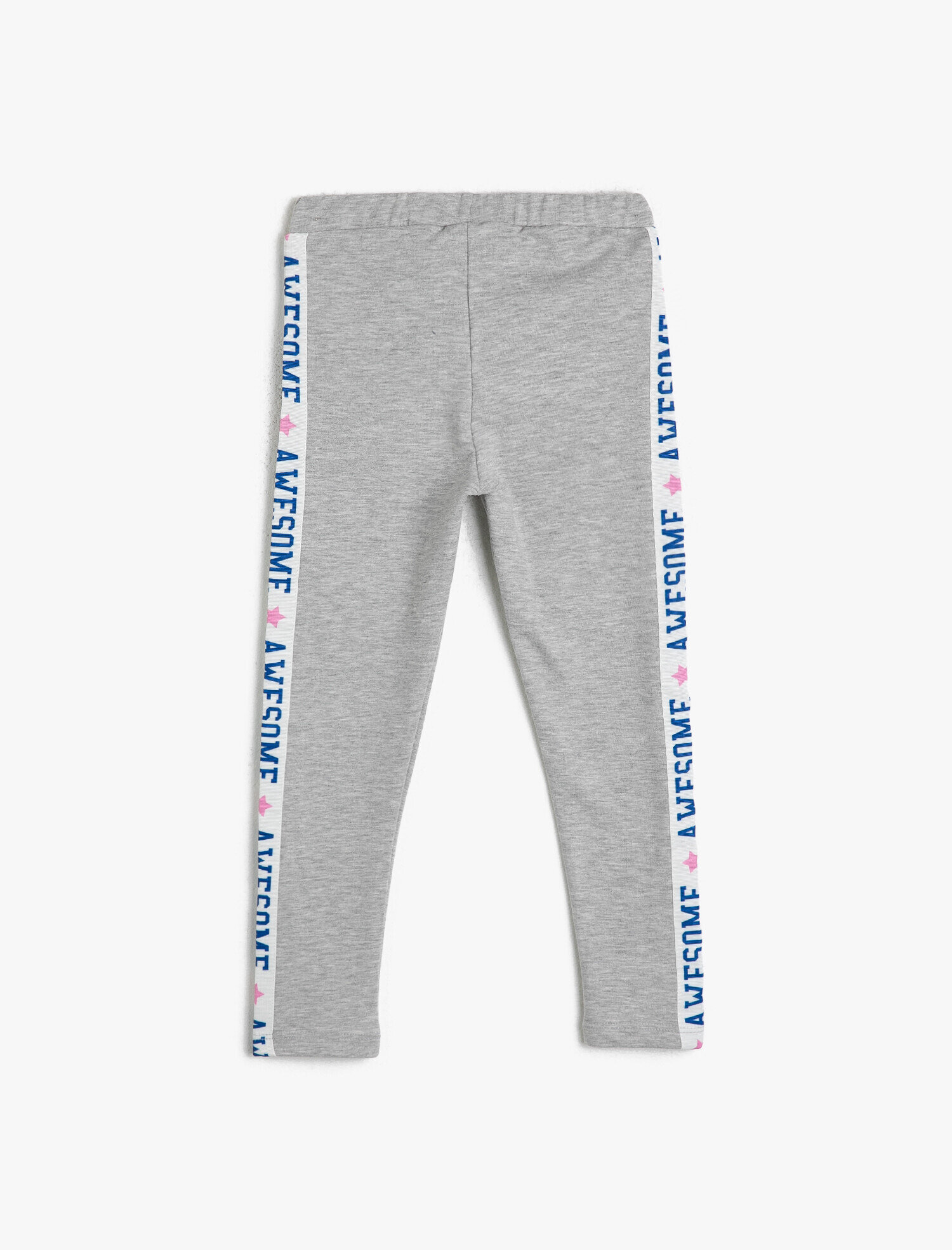  Kız Çocuk Yanı Yazılı Şeritli İnce Esnek Normal Bel Uzun Tayt