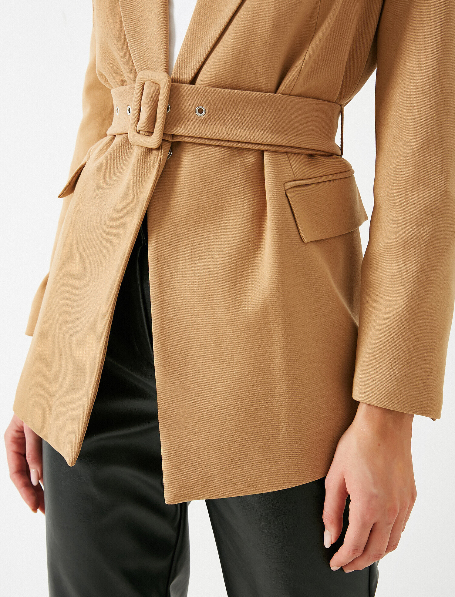 Kemerli Gabardin Blazer Ceket