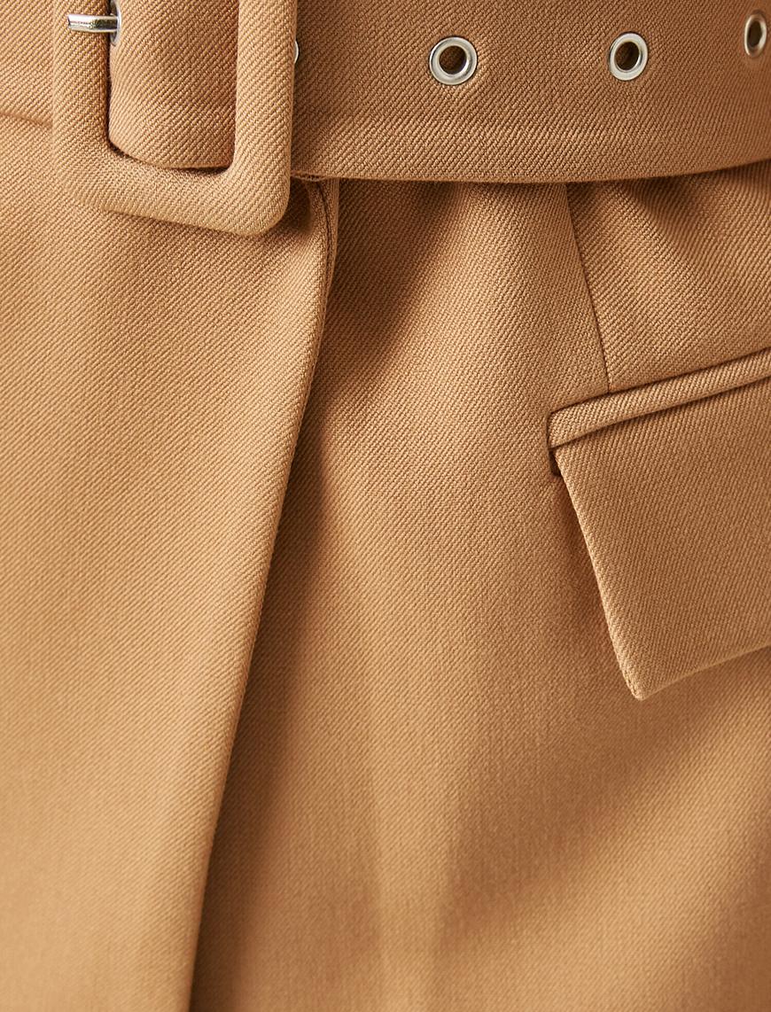   Kemerli Gabardin Blazer Ceket