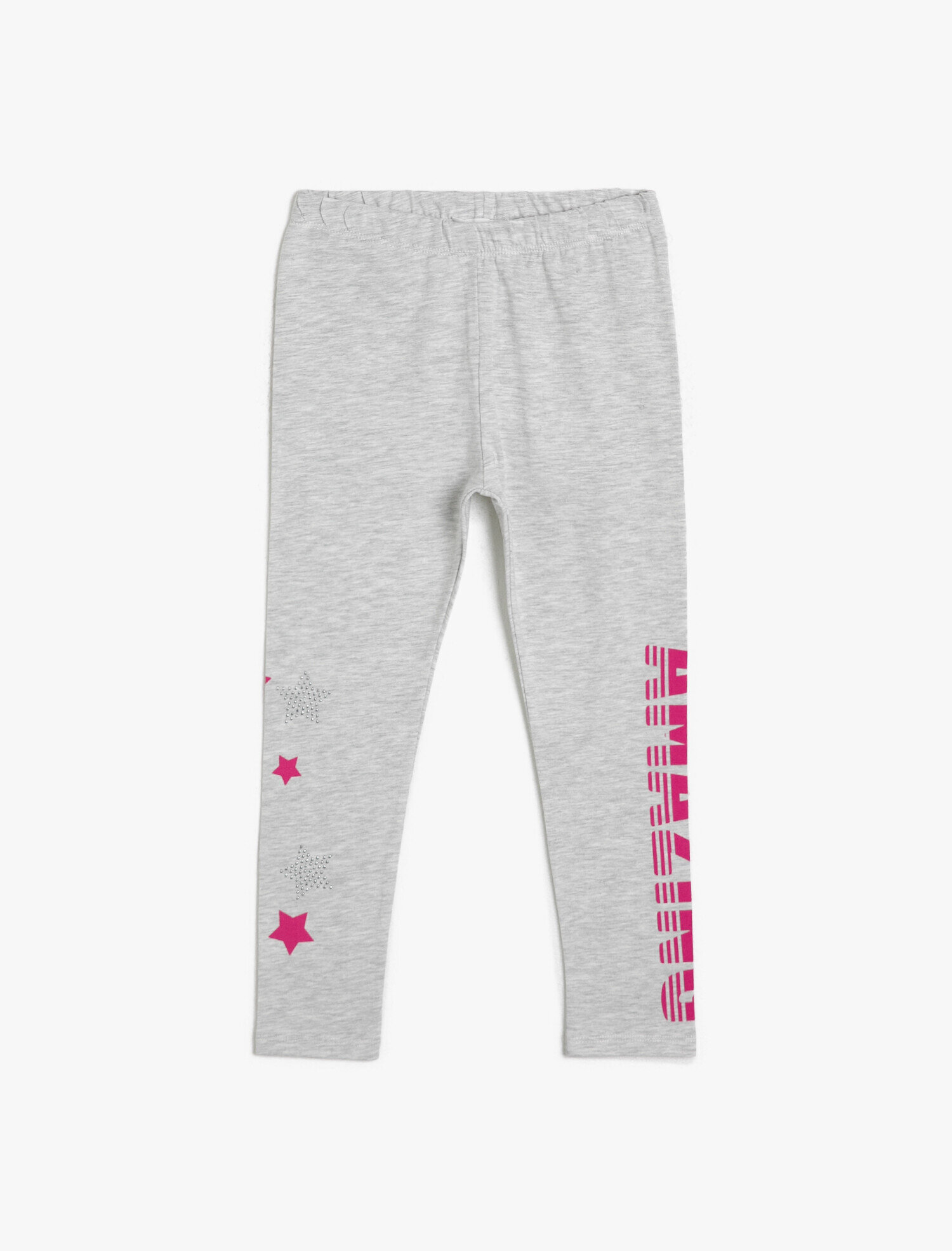  Kız Çocuk Yanda Yazılı Baskılı İnce Esnek Kumaştan Normal Bel Uzun Boy Tayt