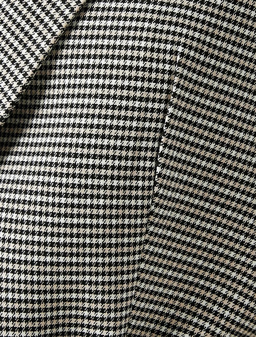   Kareli Kemerli Blazer Ceket