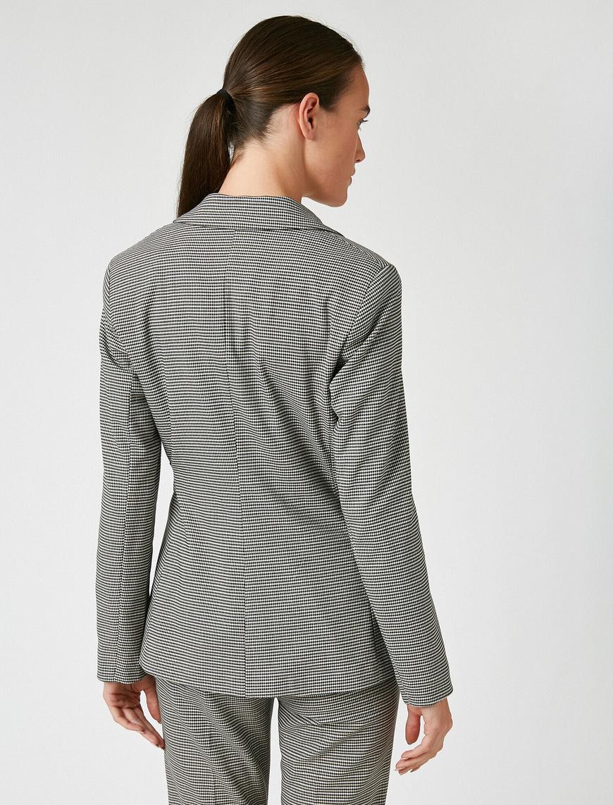   Kareli Kemerli Blazer Ceket