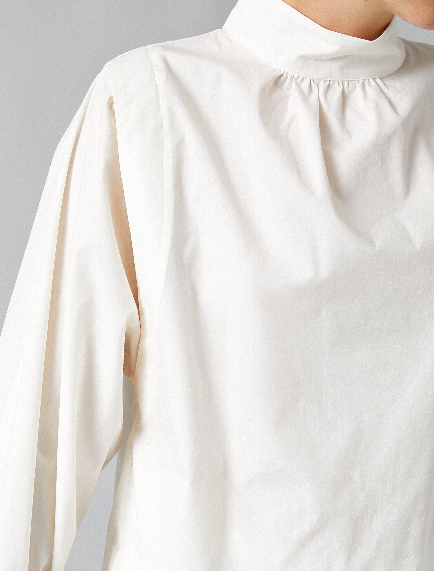   Mandarin Yaka Uzun Kollu Poplin Bluz