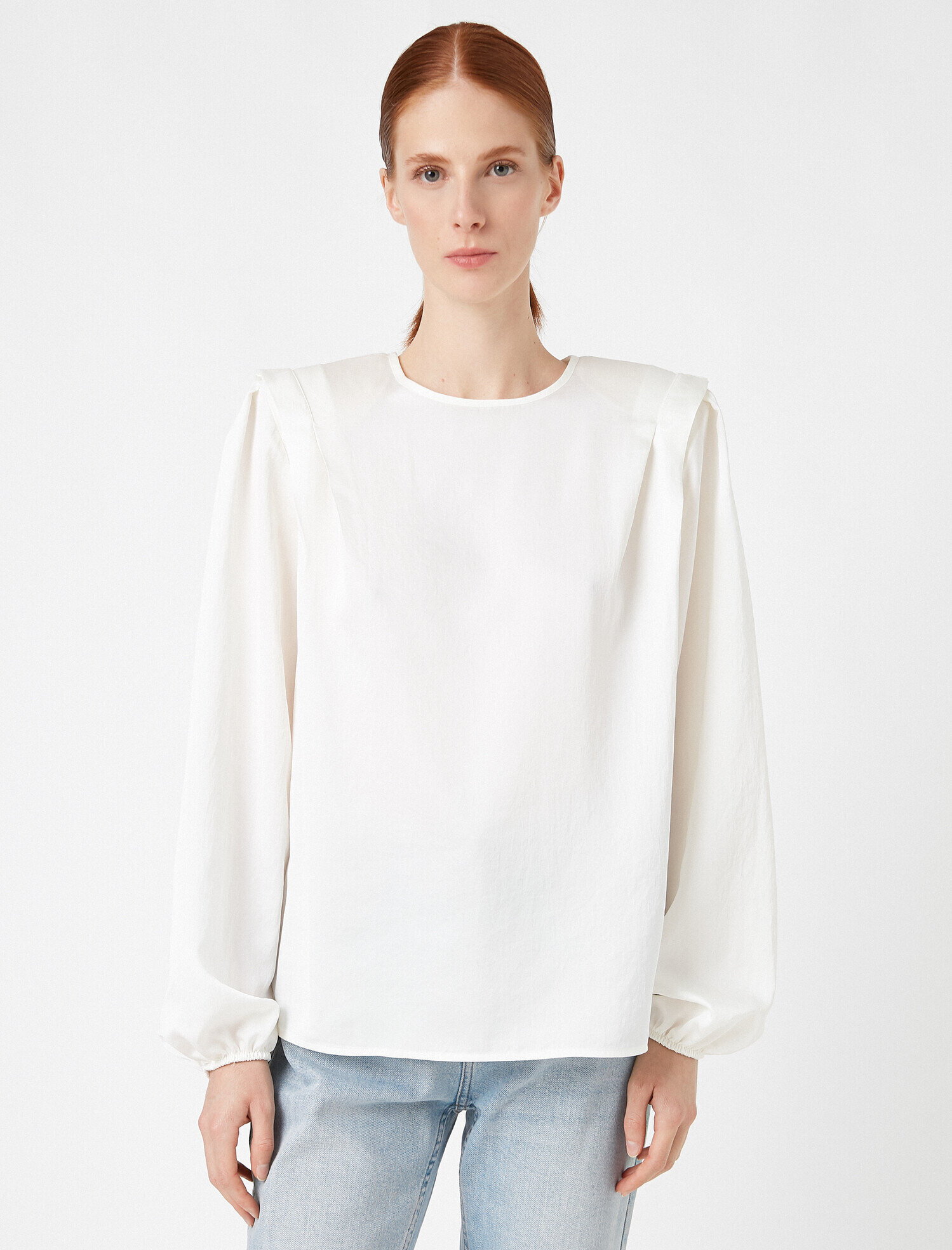 Vatkalı Bisiklet Yaka Uzun Kollu Bluz