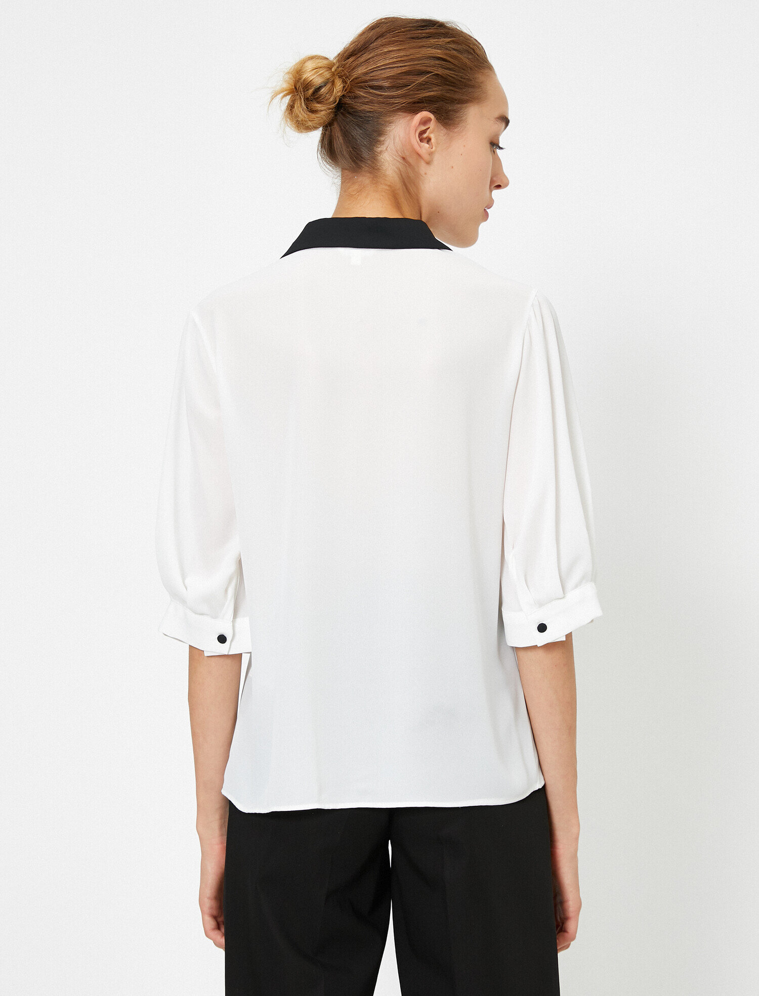   Kısa Kollu İşlemeli Peplum Gömlek