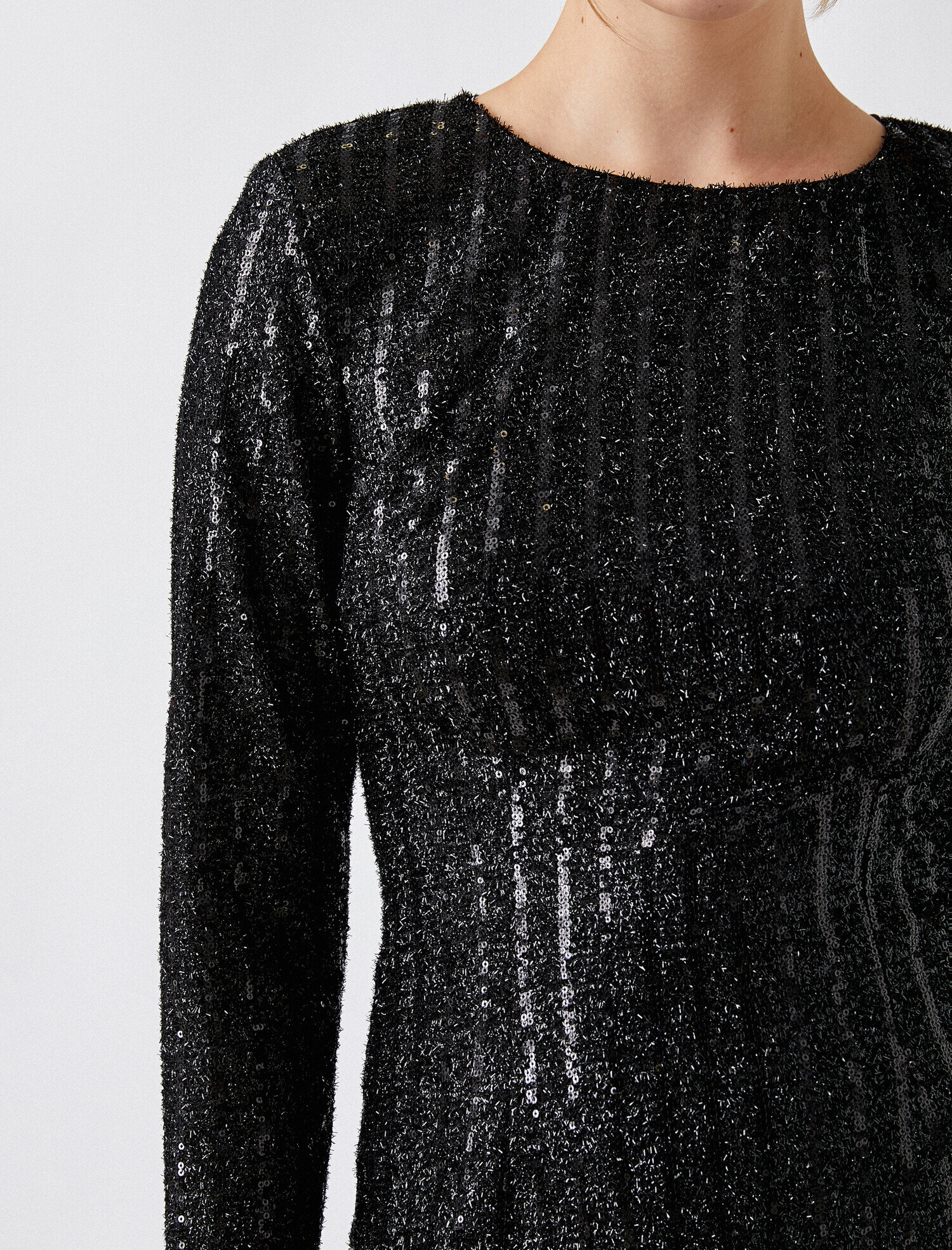   Vatkalı Abiye Elbise Payetli Kısa