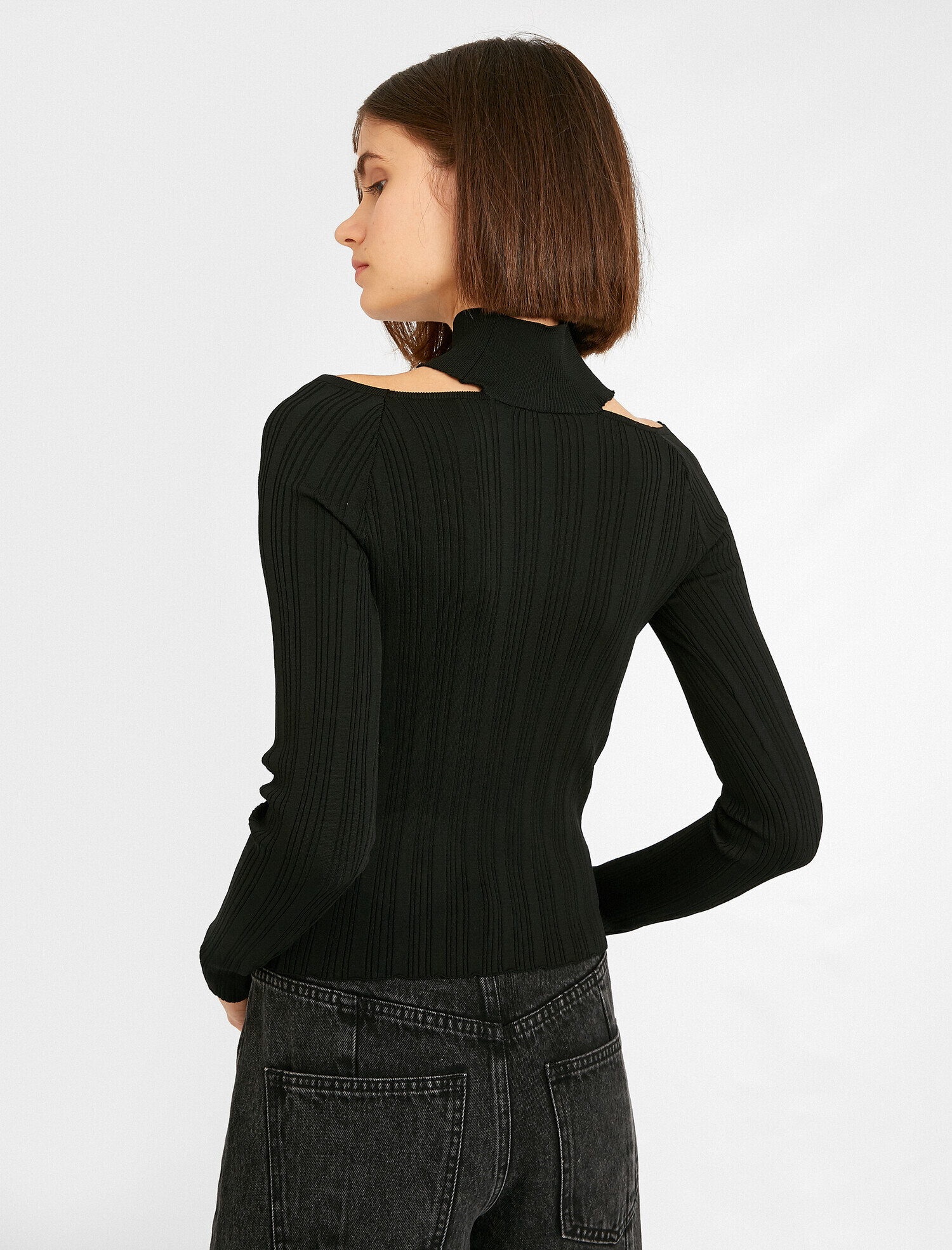   Balıkçı Yaka Pencere Detaylı Triko Kazak