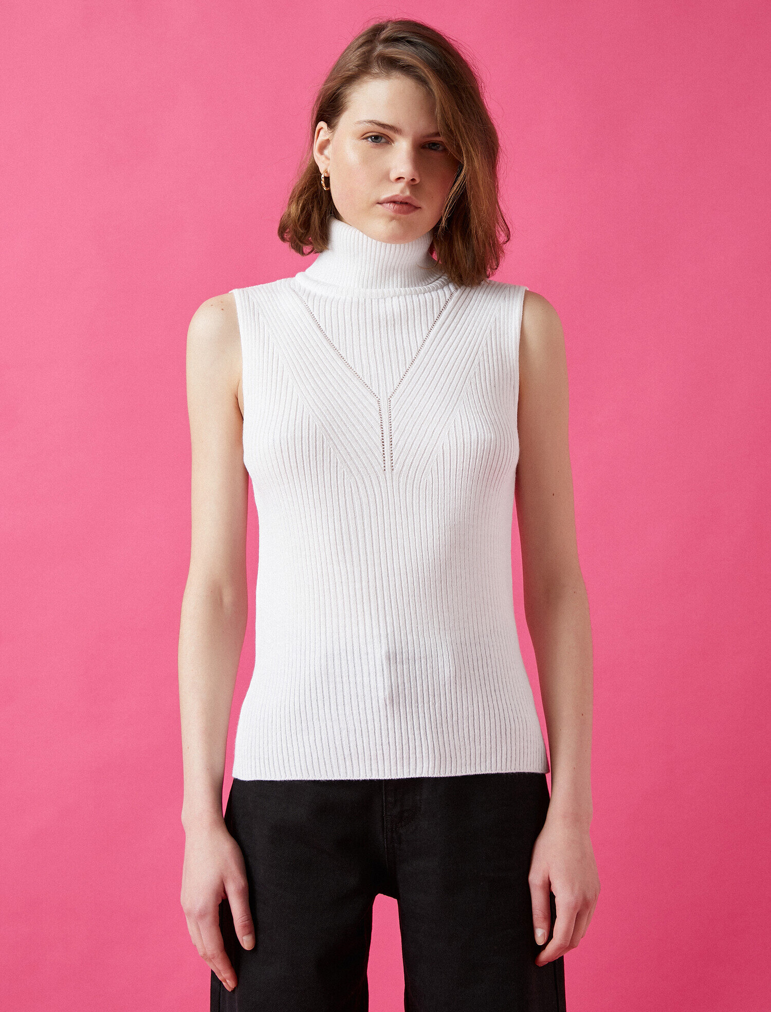   Balıkçı Yaka Kolsuz Triko Kazak