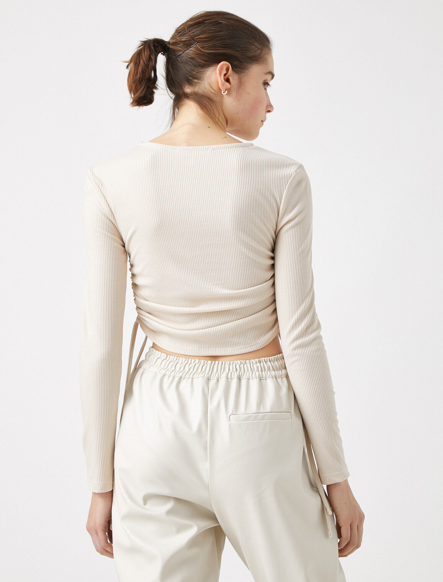   Bisiklet Yaka Büzgü Detaylı Kazak