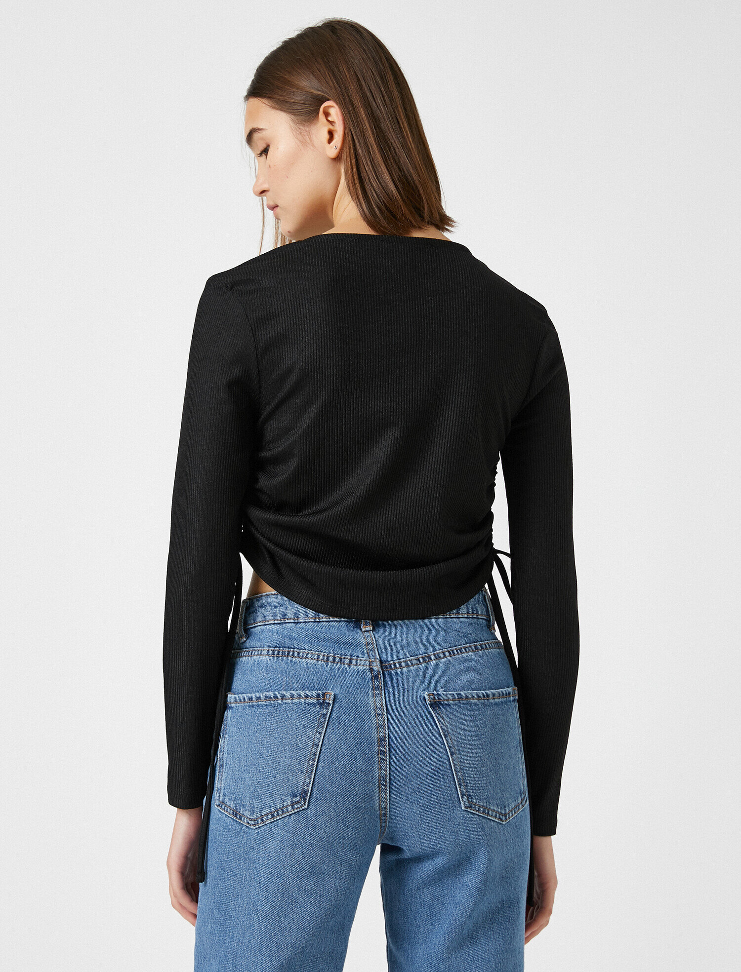   Bisiklet Yaka Büzgü Detaylı Kazak