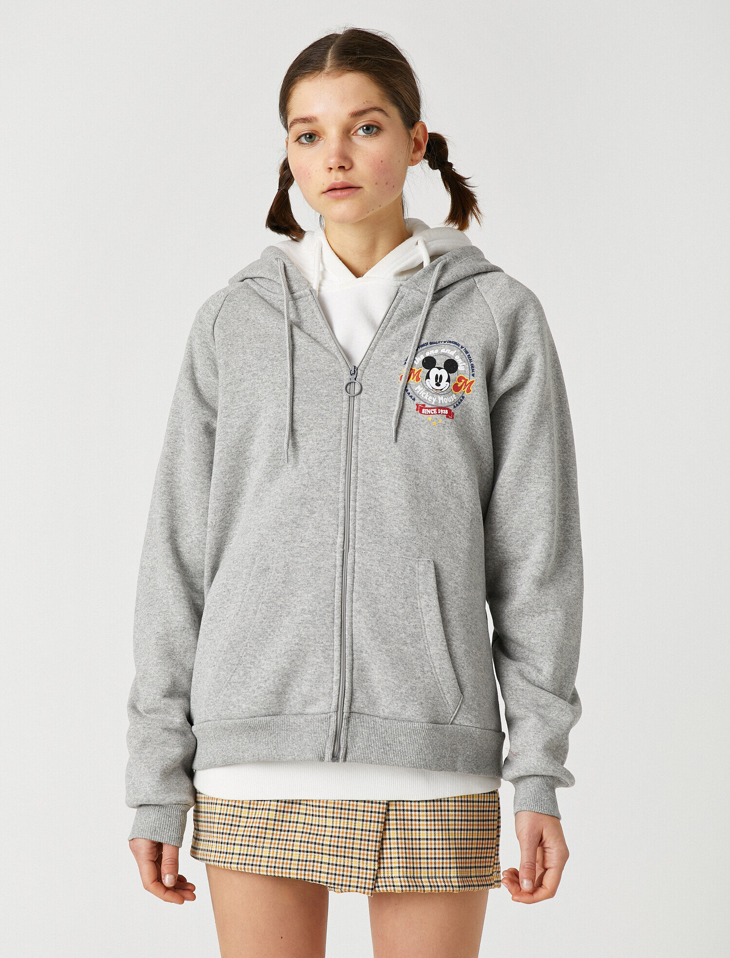   Disney Lisanslı Baskılı Kapüşonlu Fermuarlı Sweatshirt
