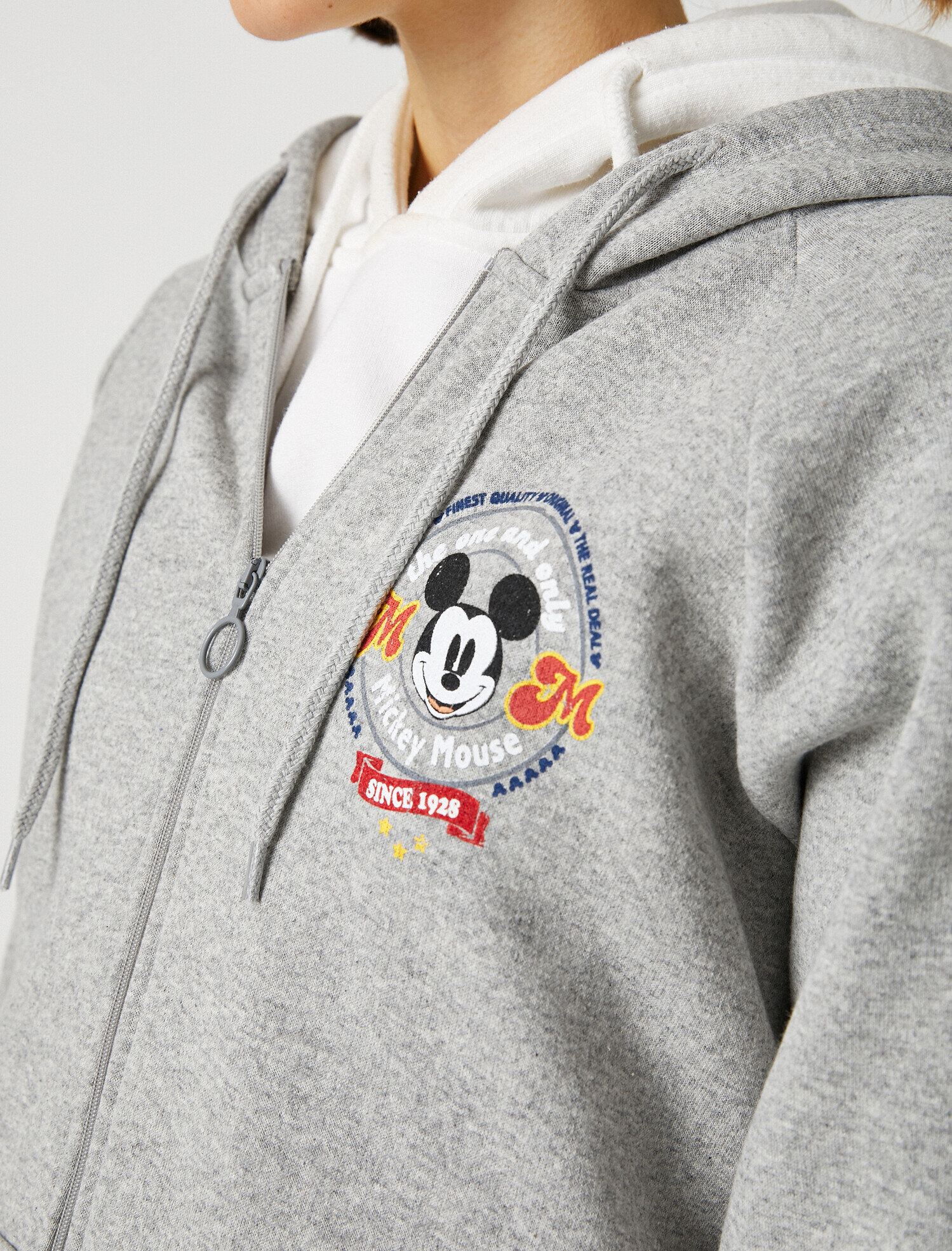   Disney Lisanslı Baskılı Kapüşonlu Fermuarlı Sweatshirt