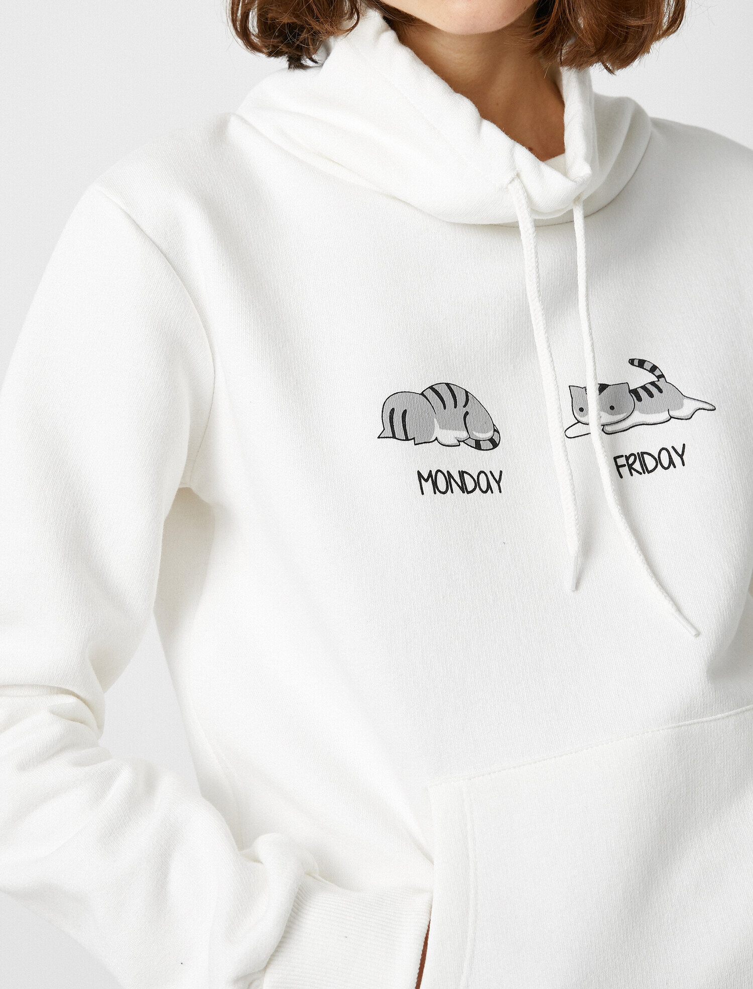   Pamuklu Cepli Baskılı Sweatshirt