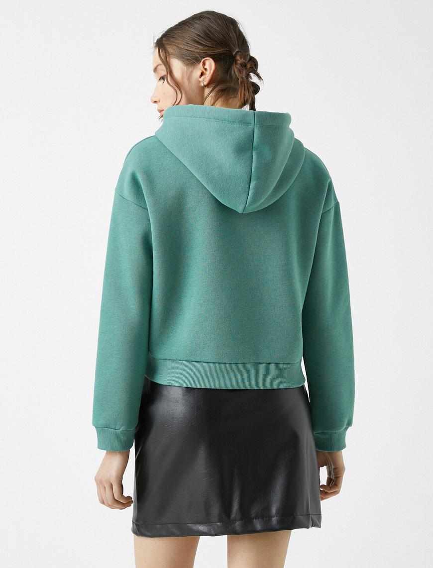   Pamuklu Kapüşonlu Baskılı Sweatshirt