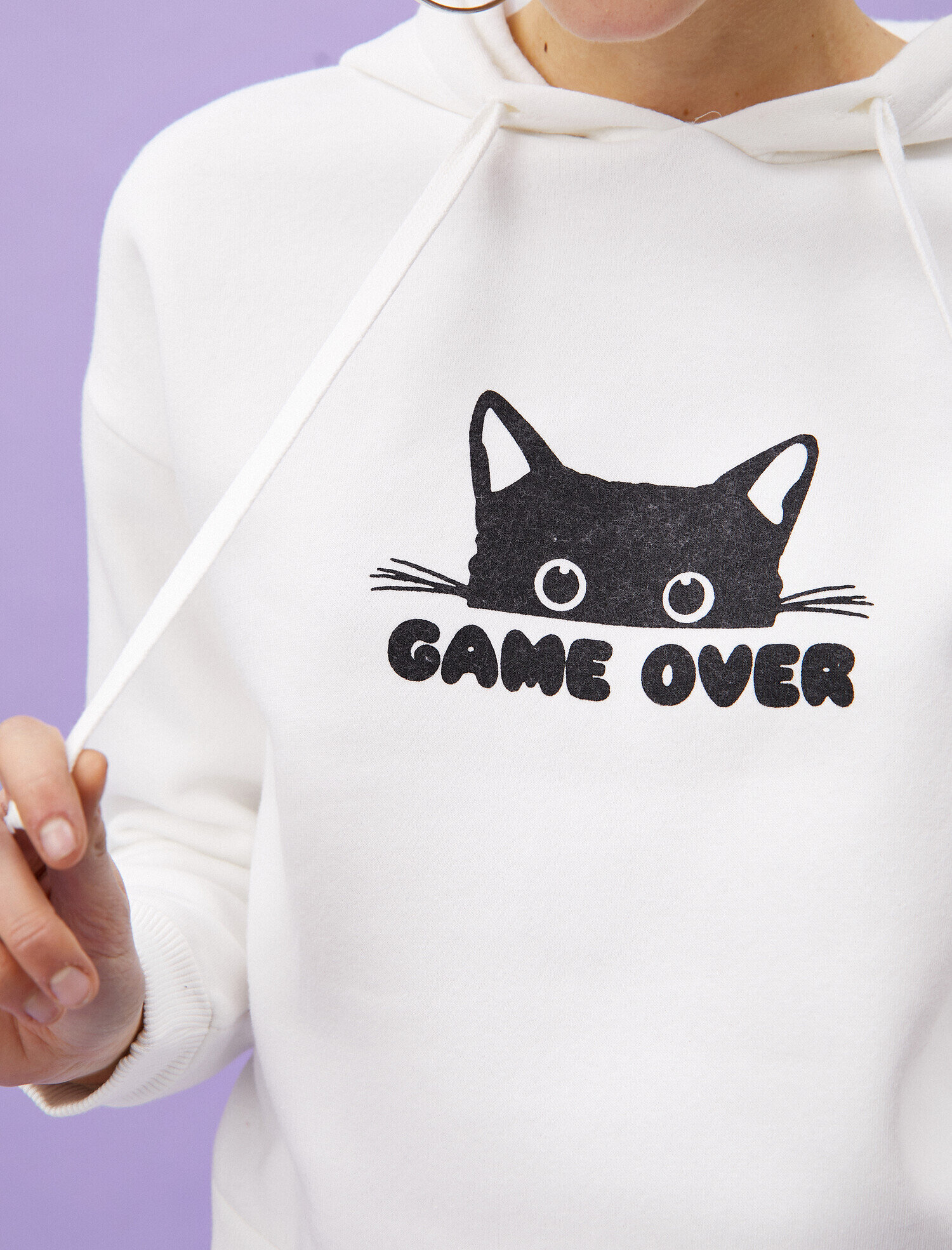   Kapüşonlu Slogan Baskılı Sweatshirt