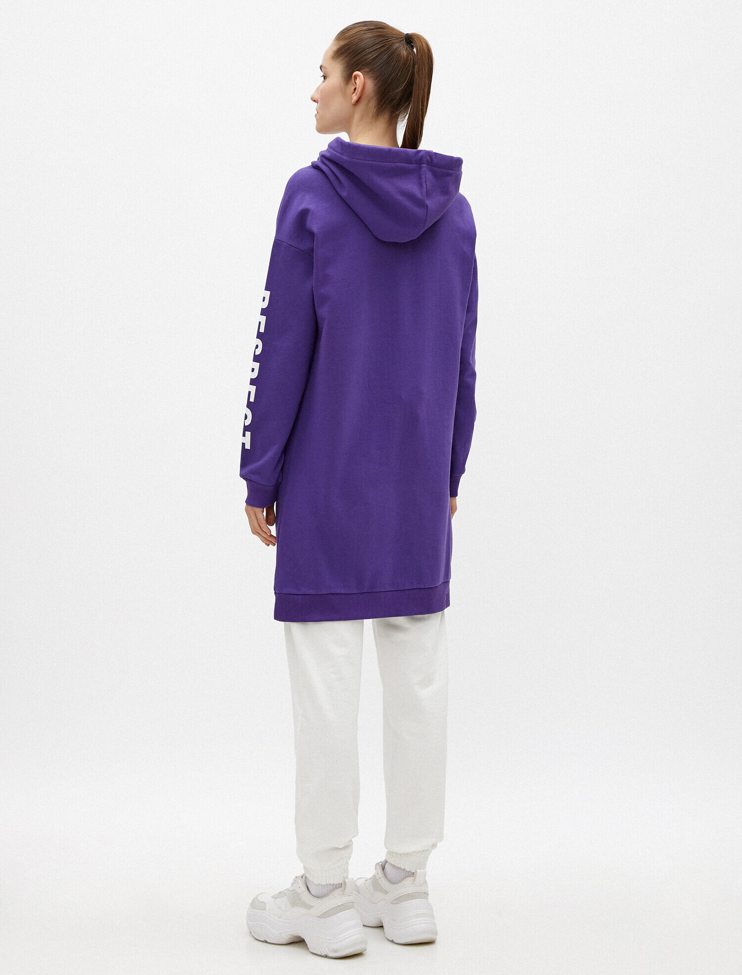 Pamuklu Kapüşonlu Yazılı Baskılı Sweatshirt